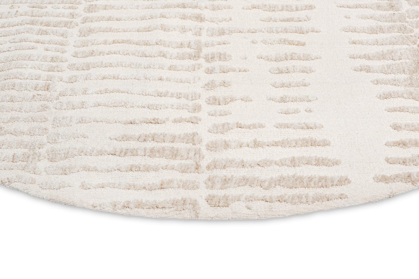 Nahba Ivory And Cream Textured Tribal Round Rug - Image 8