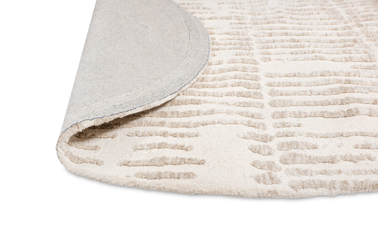 Nahba Ivory And Cream Textured Tribal Round Rug - Image 9