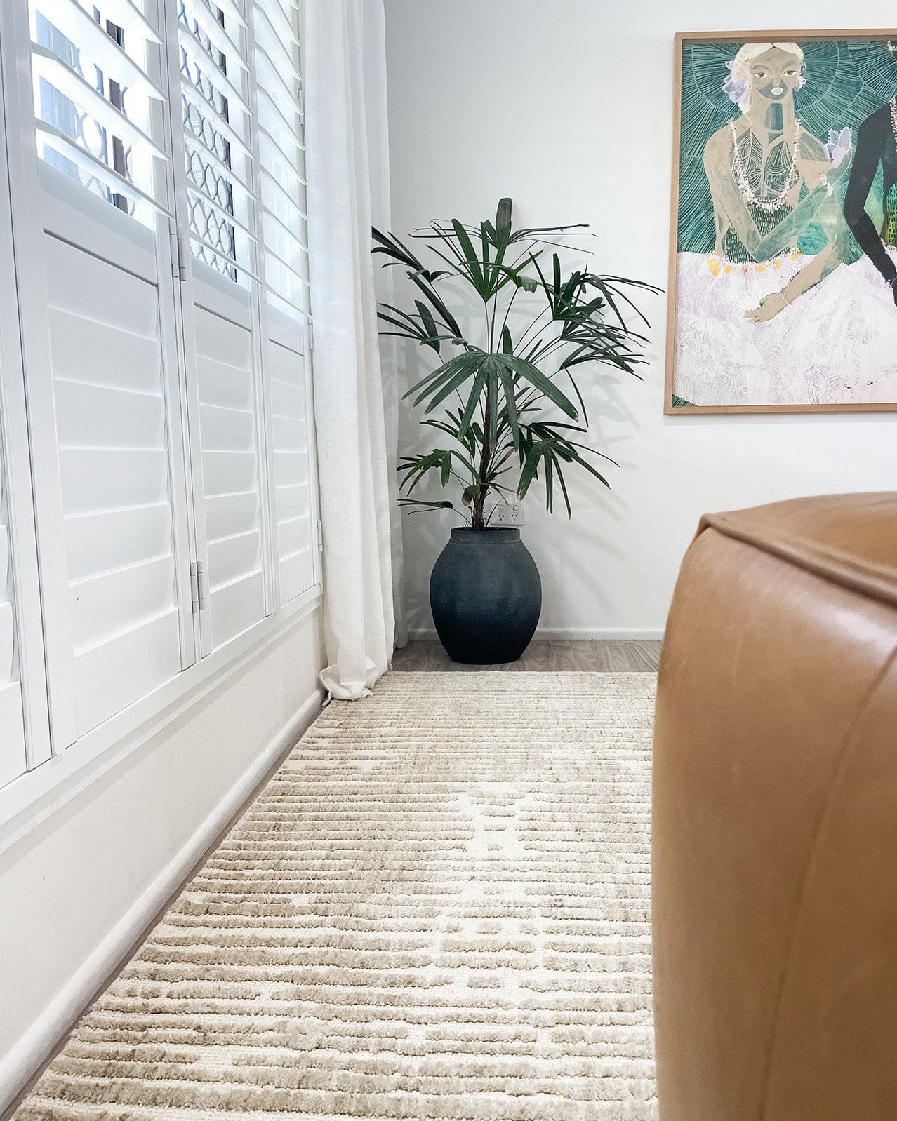 Nahba Ivory And Cream Textured Tribal Rug - Image 11