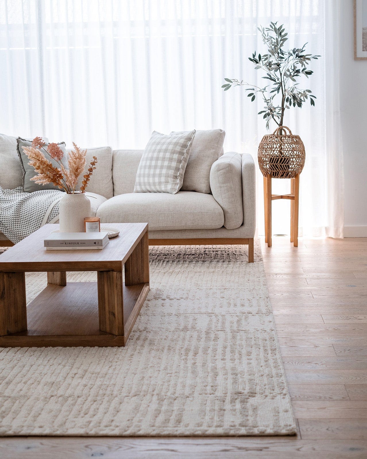 Nahba Ivory And Cream Textured Tribal Rug - Image 3