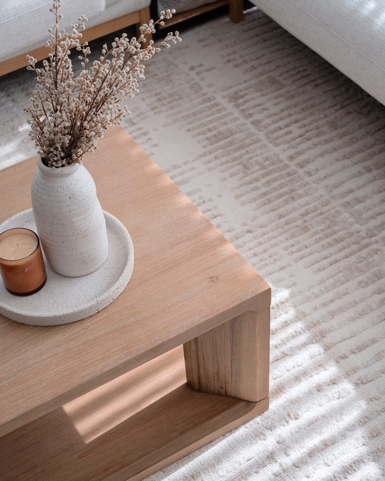 Nahba Ivory And Cream Textured Tribal Rug - Image 4