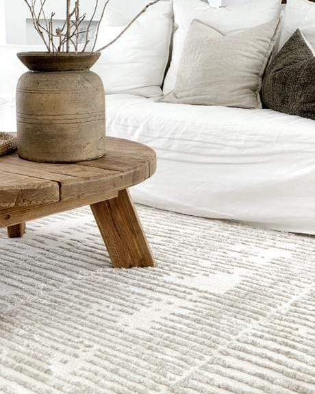 Nahba Ivory And Cream Textured Tribal Rug - Image 9