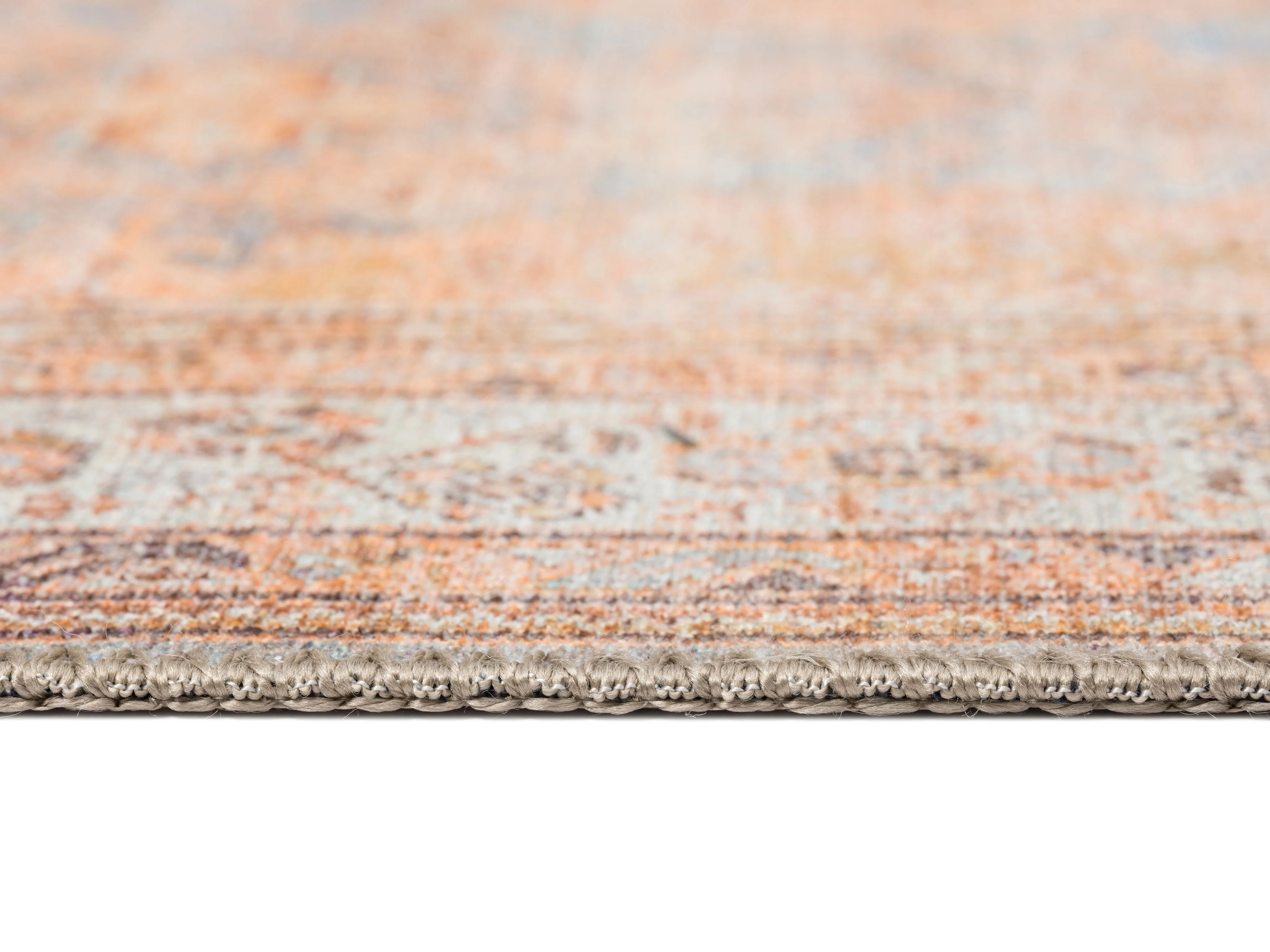 Narem Pink Orange and Blue Traditional Distressed Washable Runner Rug - Image 10