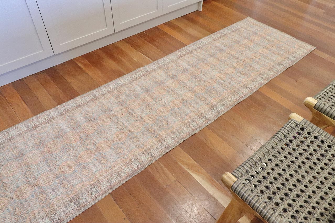Narem Pink Orange and Blue Traditional Distressed Washable Runner Rug - Image 5
