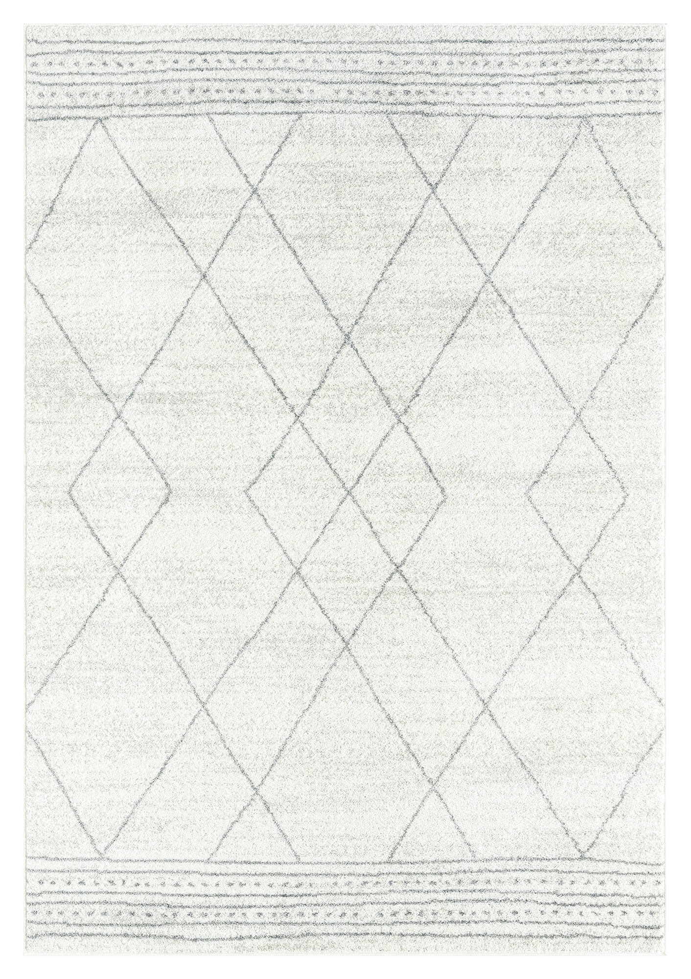 Naroa Grey and Ivory Diamond Tribal Rug