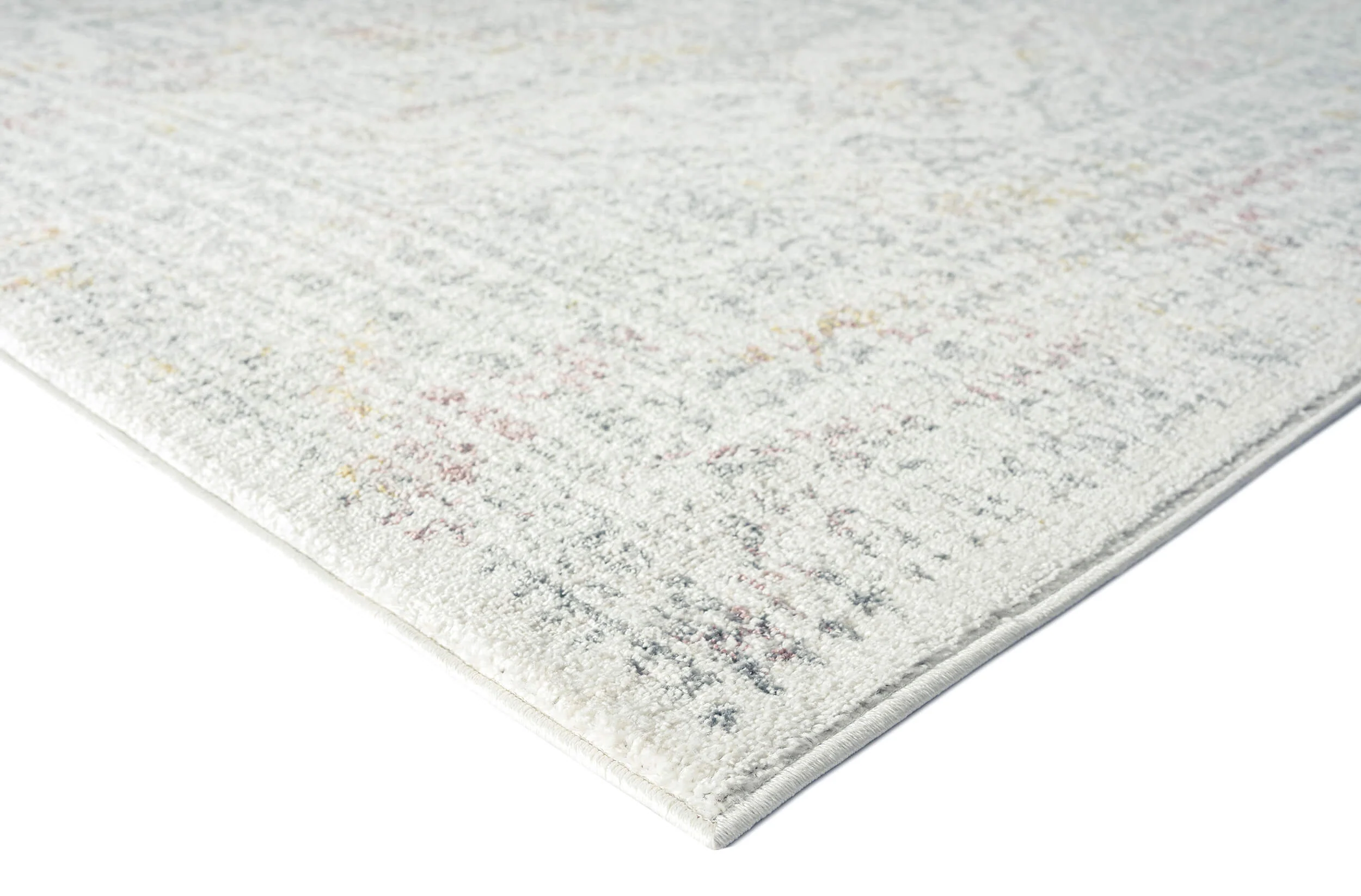 Nasya Pink Yellow and Grey Traditional Medallion Rug - Image 6