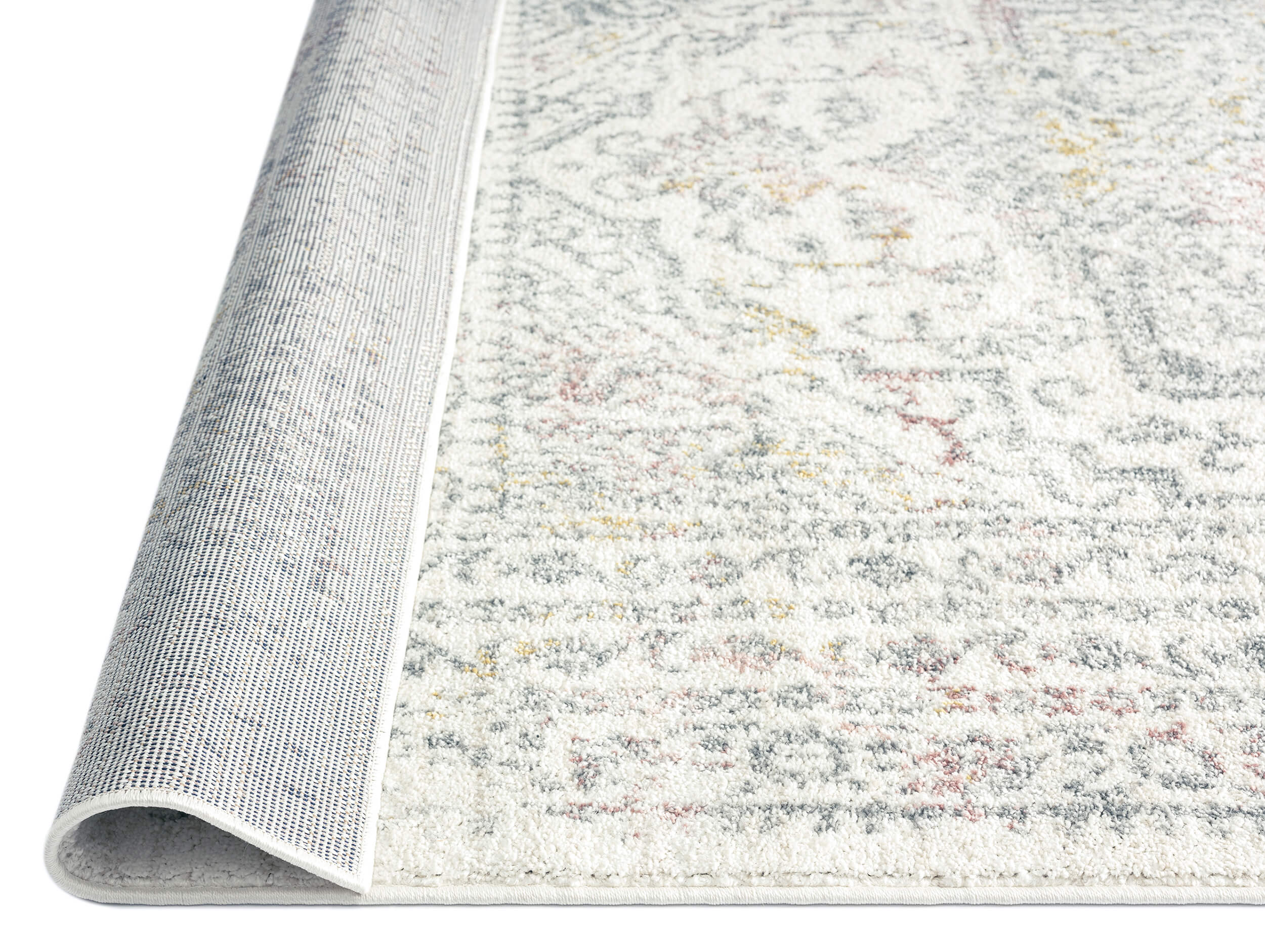 Nasya Pink Yellow and Grey Traditional Medallion Rug - Image 8