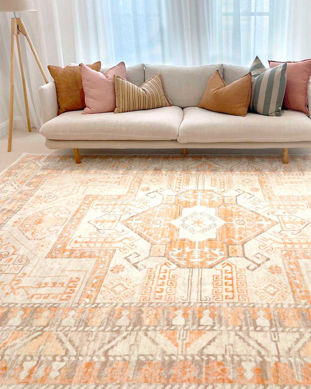 Natalya Orange and Cream Transitional Washable Rug - Image 2