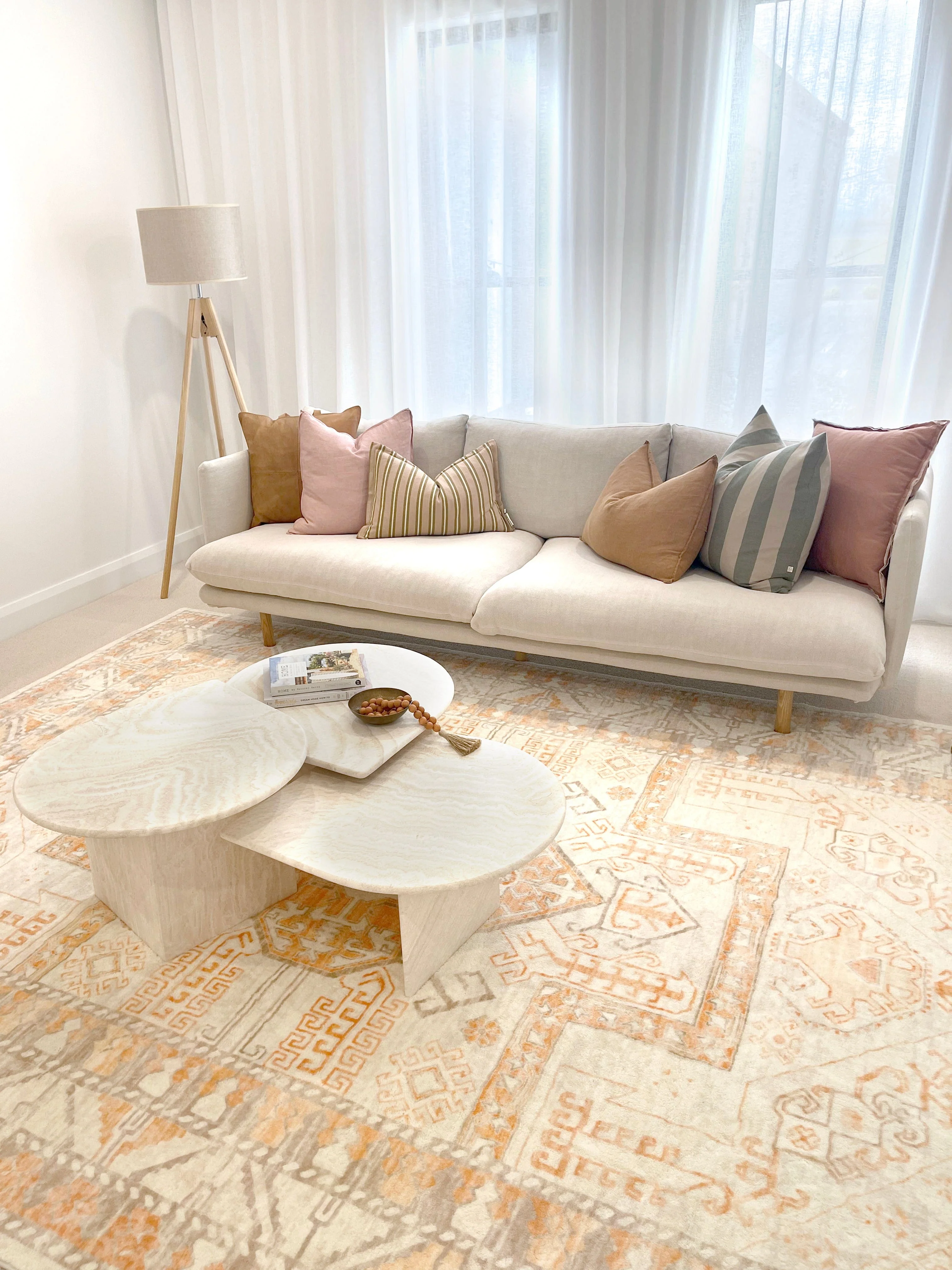Natalya Orange and Cream Transitional Washable Rug - Image 3