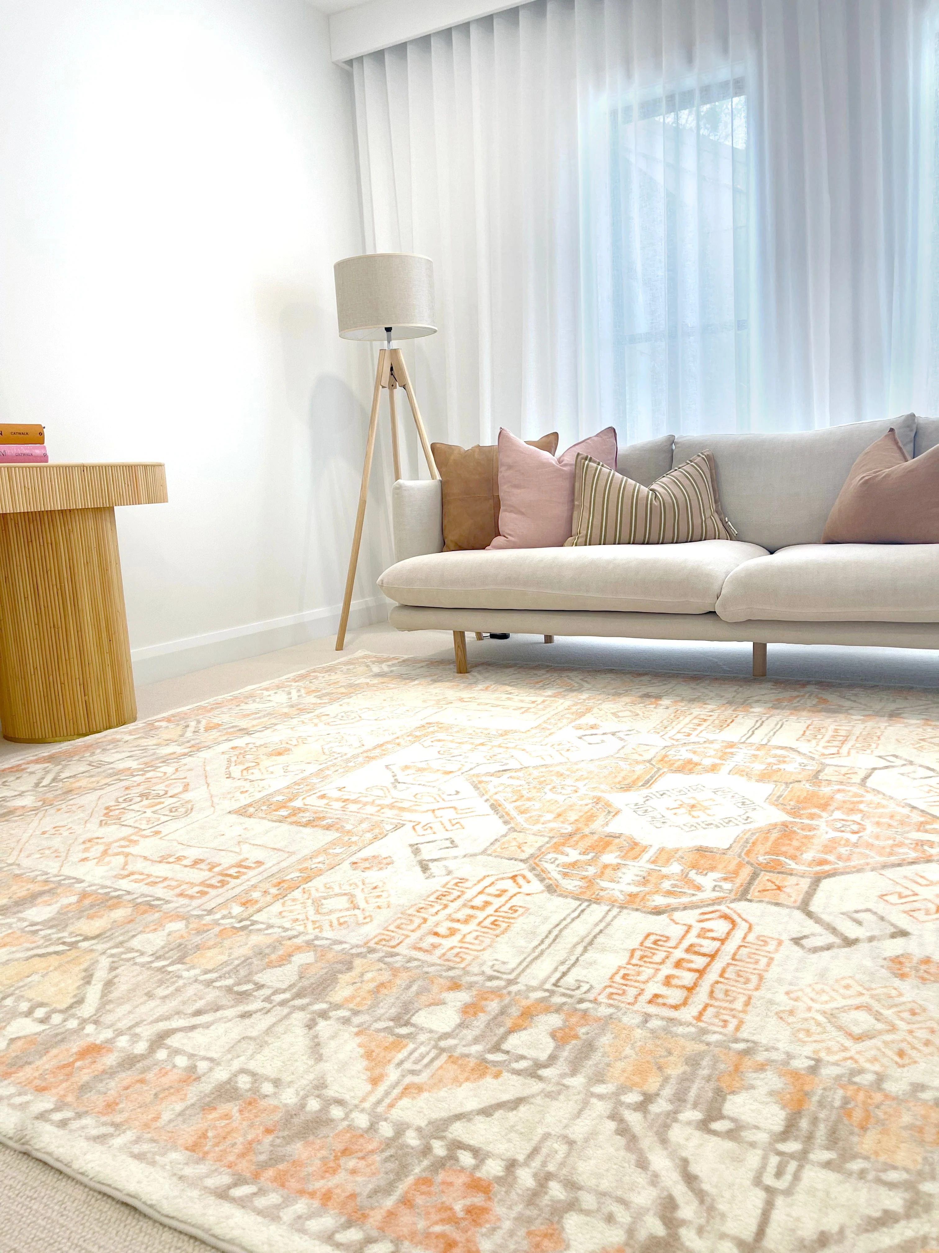 Natalya Orange and Cream Transitional Washable Rug - Image 4
