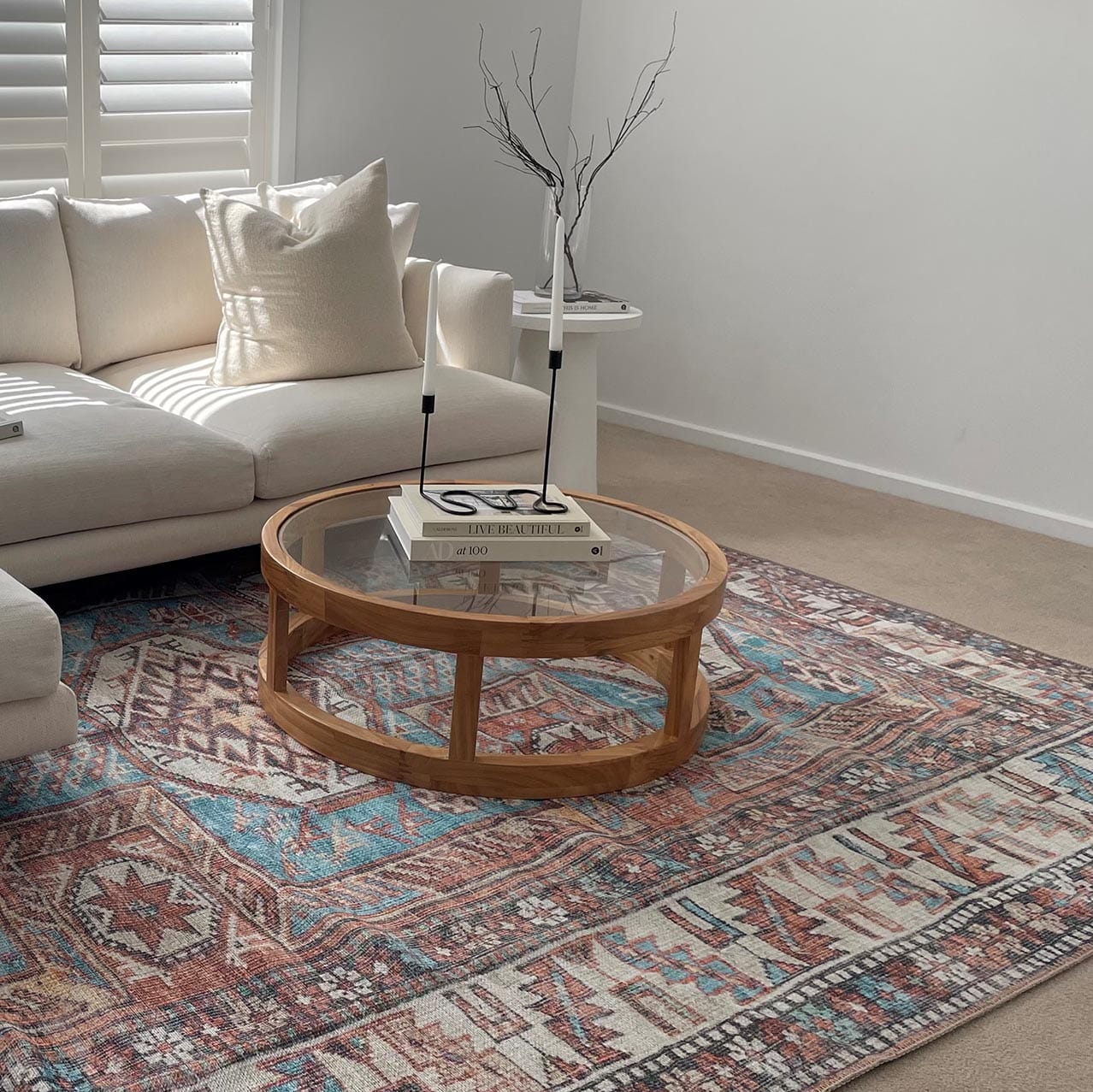 Nazri Orange and Blue Traditional Distressed Washable Rug - Image 3