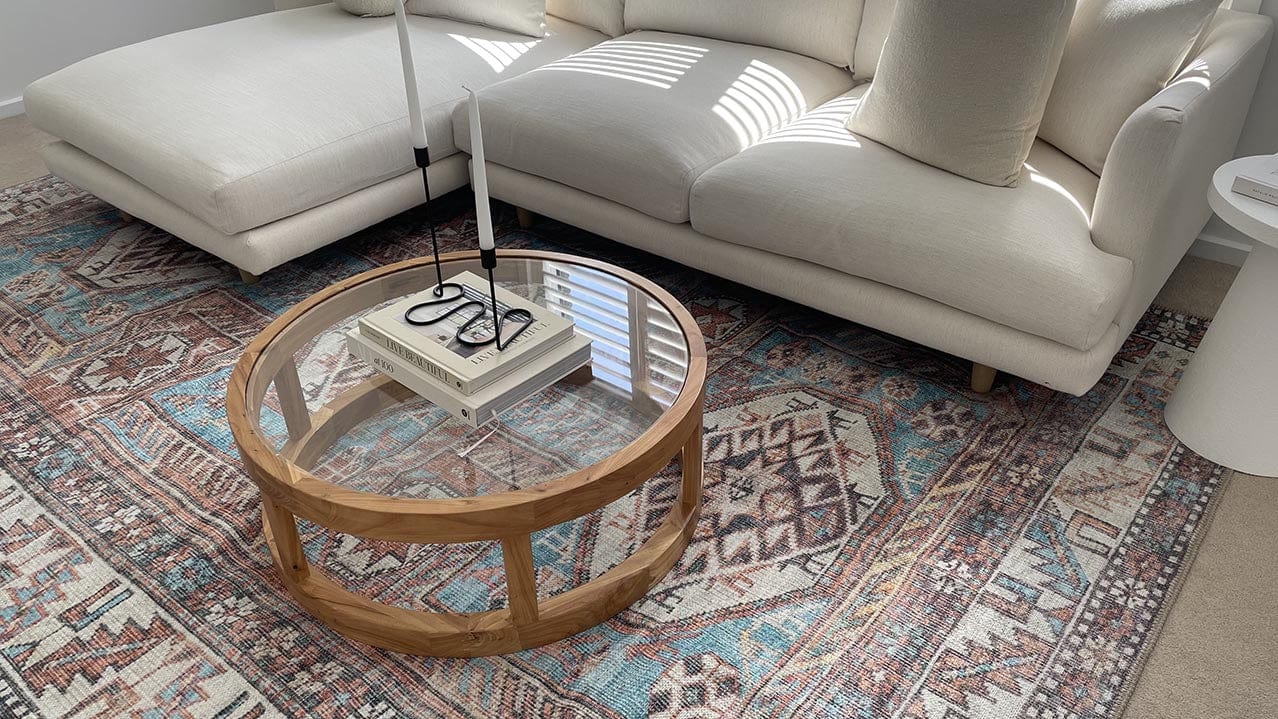Nazri Orange and Blue Traditional Distressed Washable Rug - Image 4