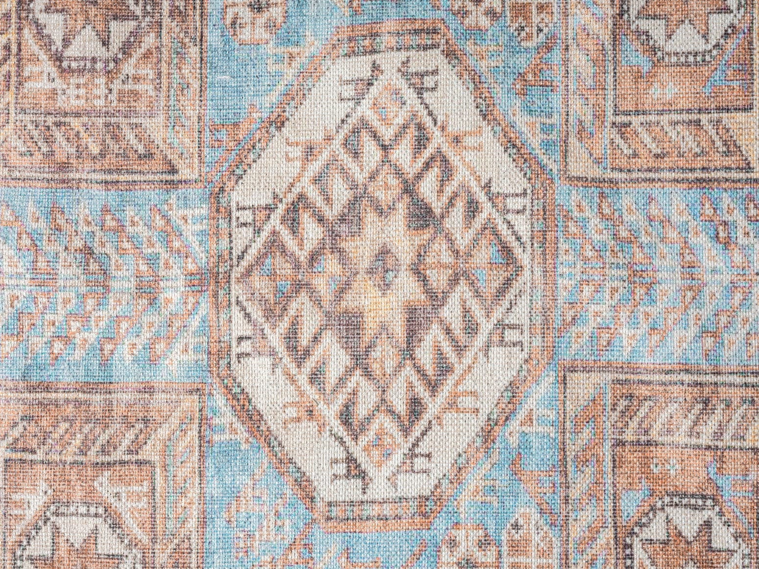 Nazri Orange and Blue Traditional Distressed Washable Rug - Image 8