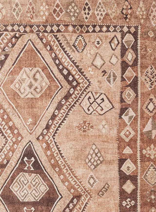 Necha Beige and Brown Tribal Washable Rug - Image 10