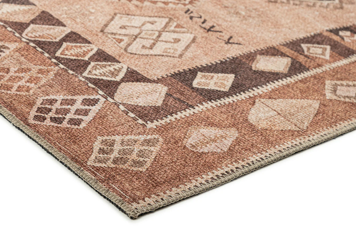 Necha Beige and Brown Tribal Washable Rug - Image 7