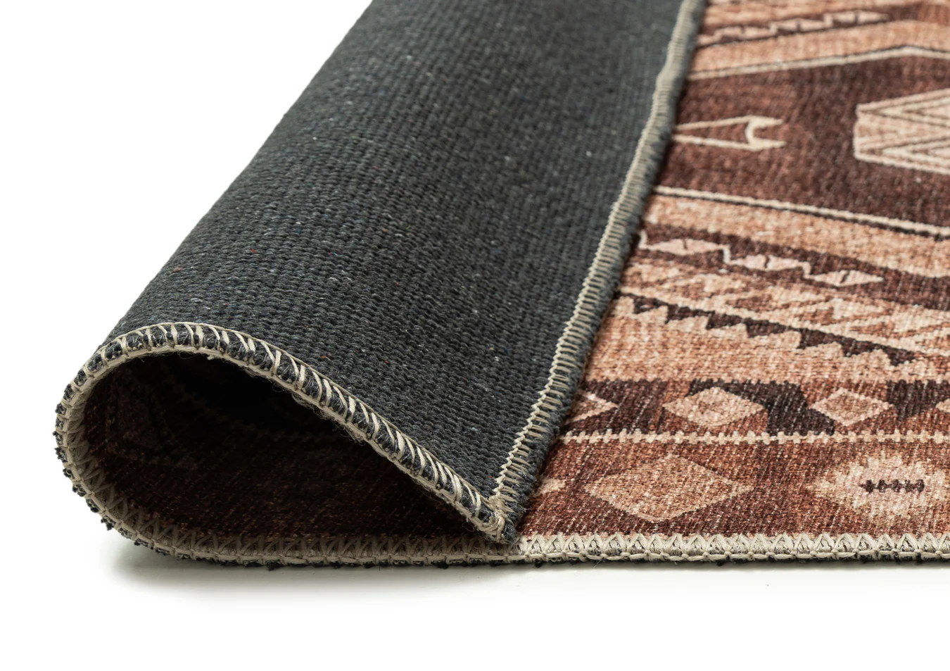 Necha Beige and Brown Tribal Washable Runner Rug - Image 10