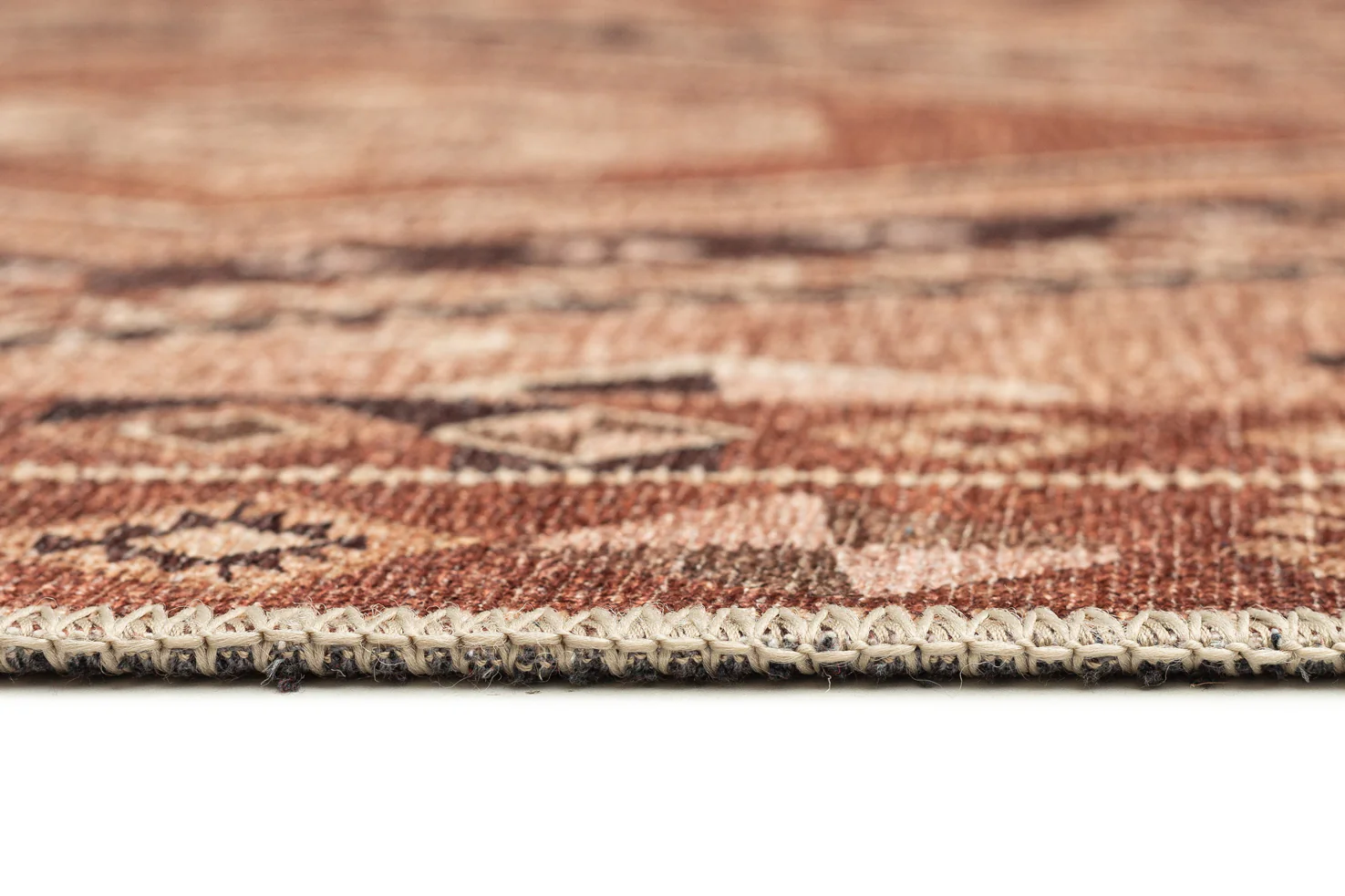 Necha Beige and Brown Tribal Washable Runner Rug - Image 12