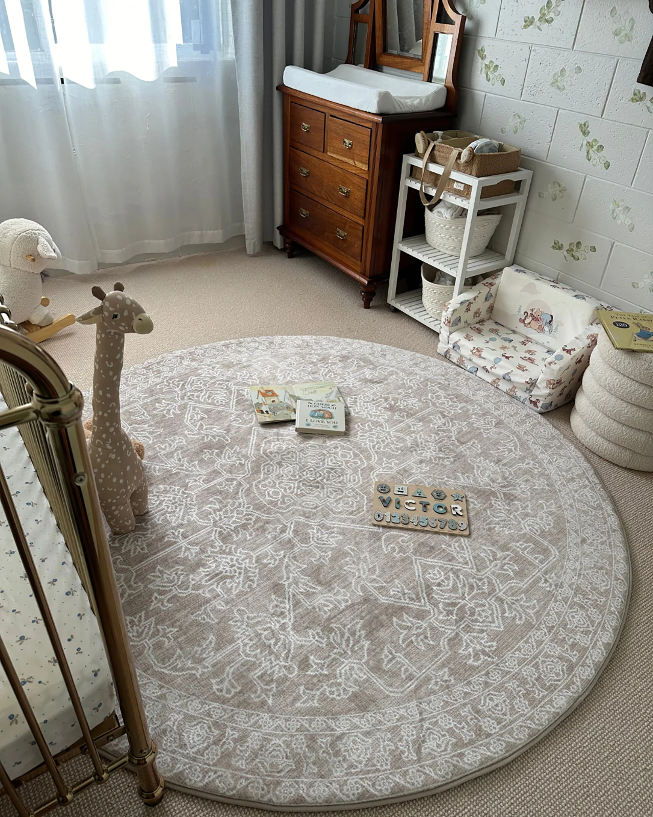 Neci Neutral Cream Plush Rollie Pollie Round Playmat - Image 2