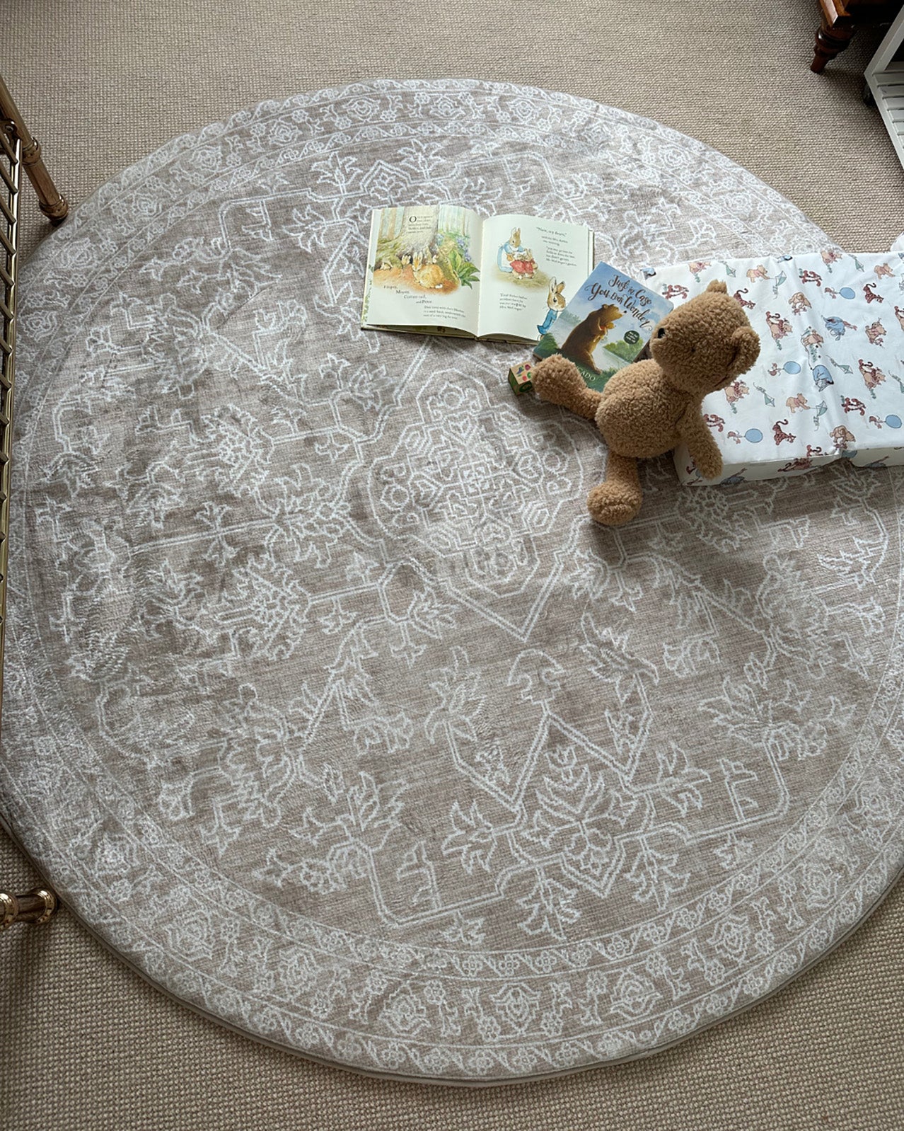 Neci Neutral Cream Plush Rollie Pollie Round Playmat - Image 3