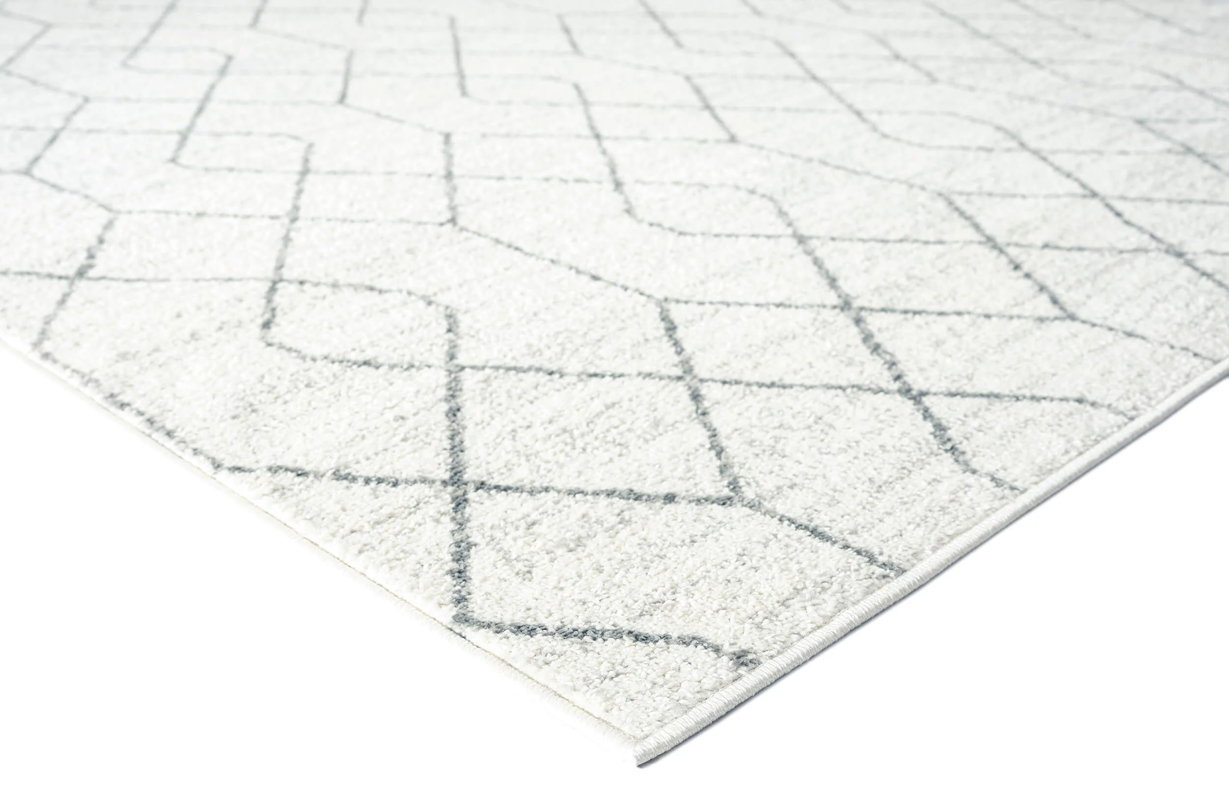 Neda Grey and Ivory Diamond Pattern Rug - Image 8