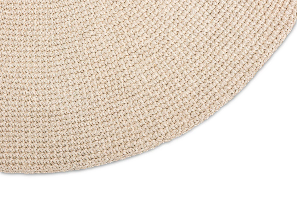 Nessa Beige Crochet Indoor Outdoor Round Rug - Image 6