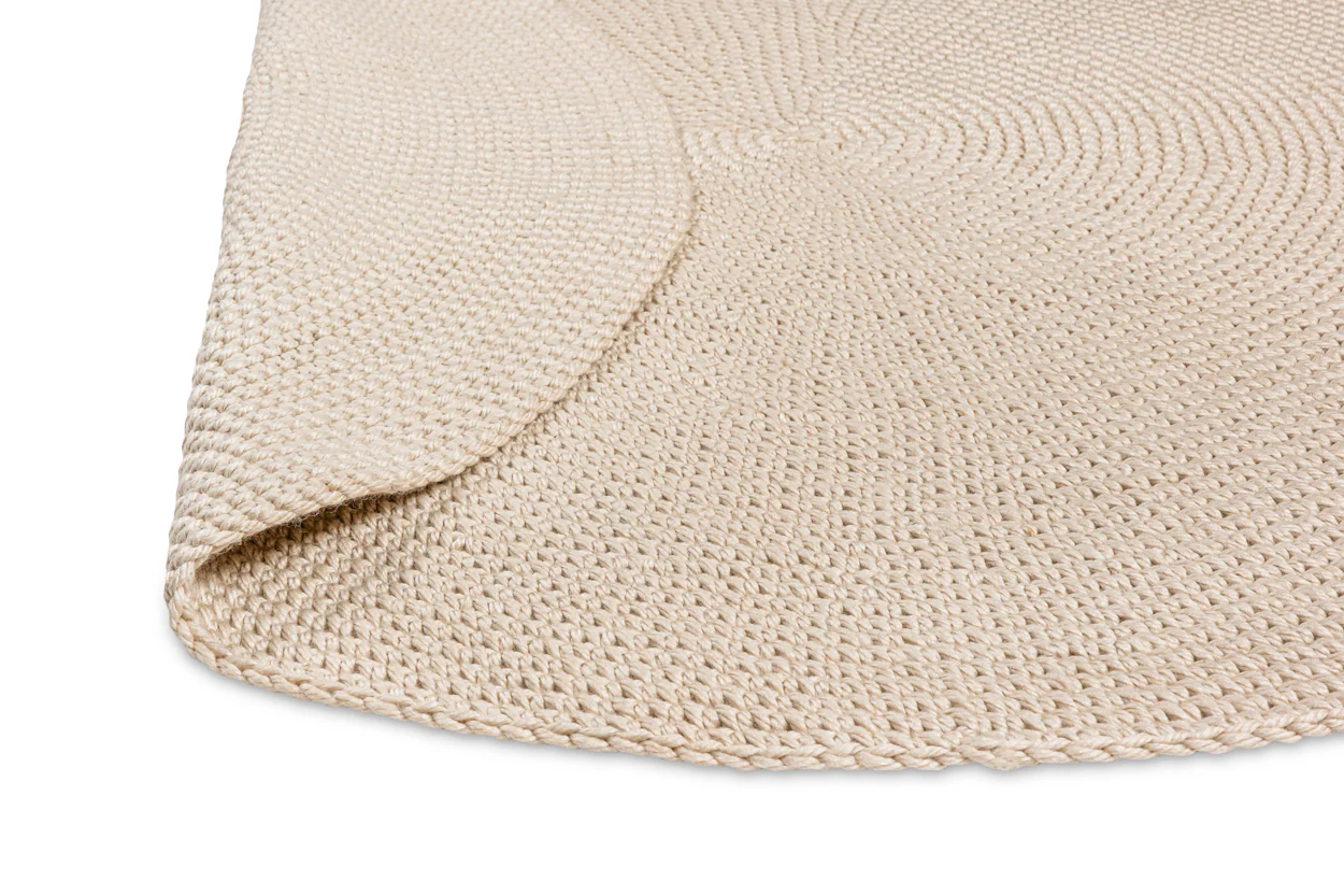 Nessa Beige Crochet Indoor Outdoor Round Rug - Image 8