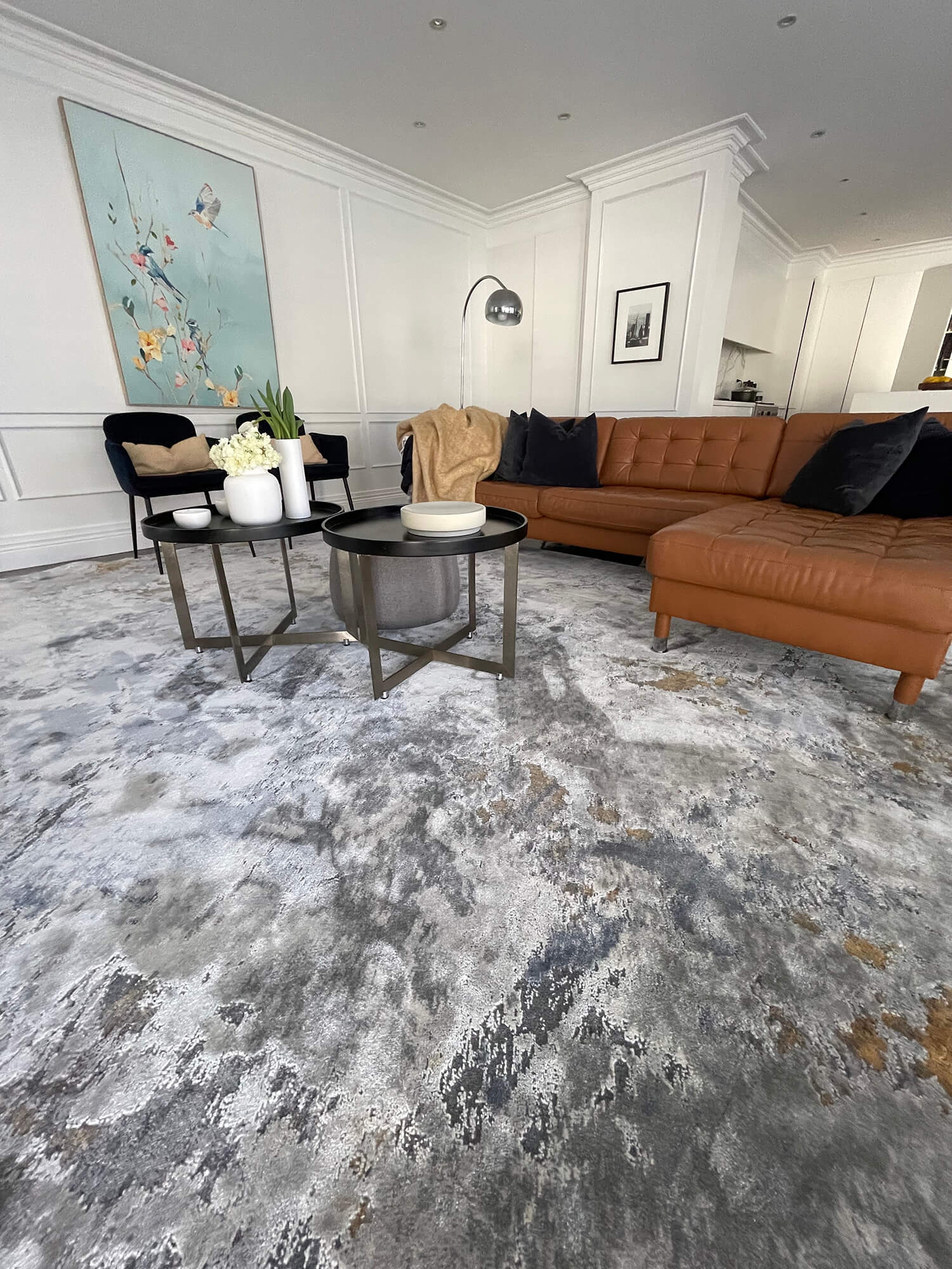 Neve Blue Grey and Bronze Transitional Motif Rug - Image 3