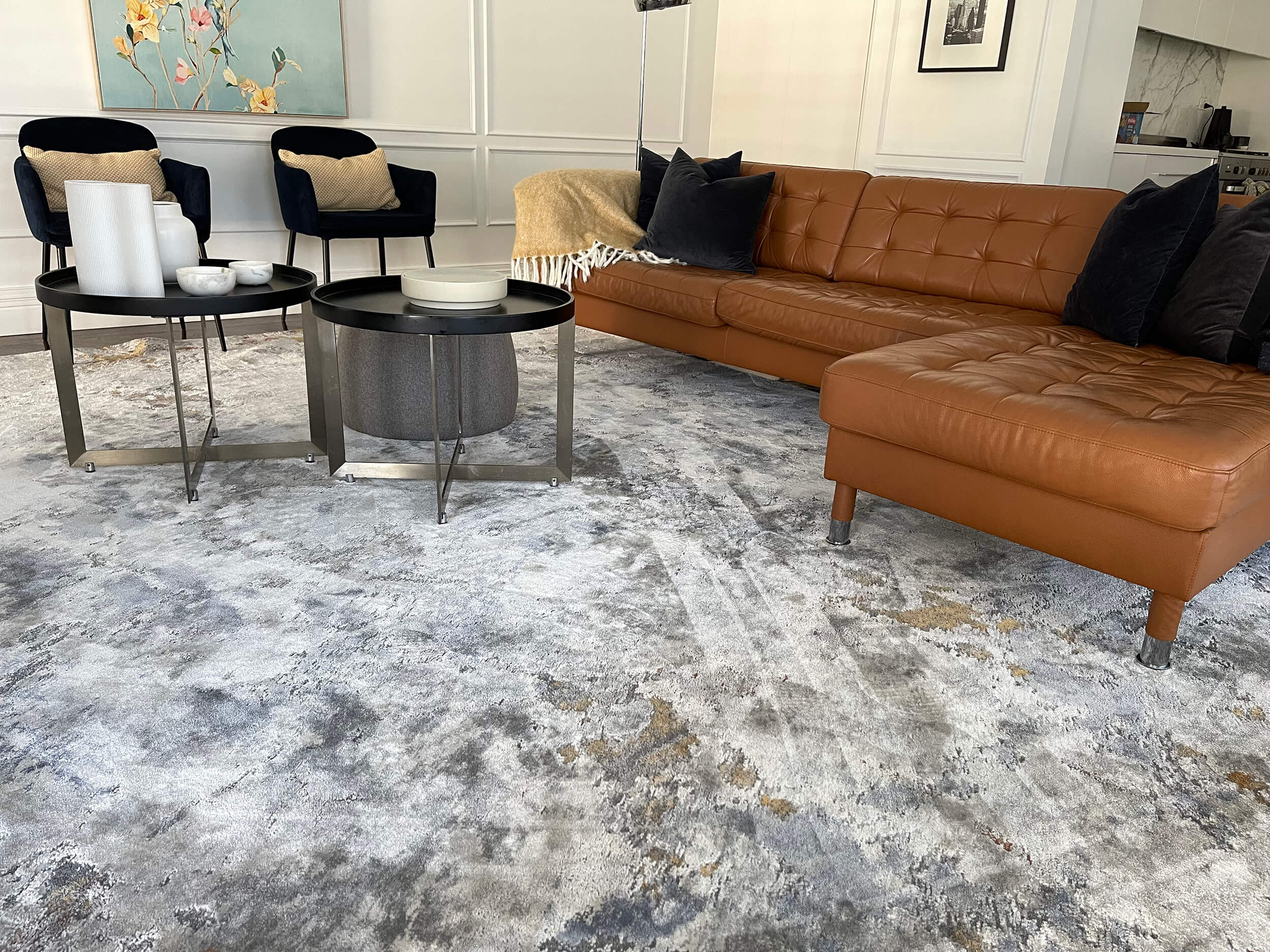 Neve Blue Grey and Bronze Transitional Motif Rug - Image 5
