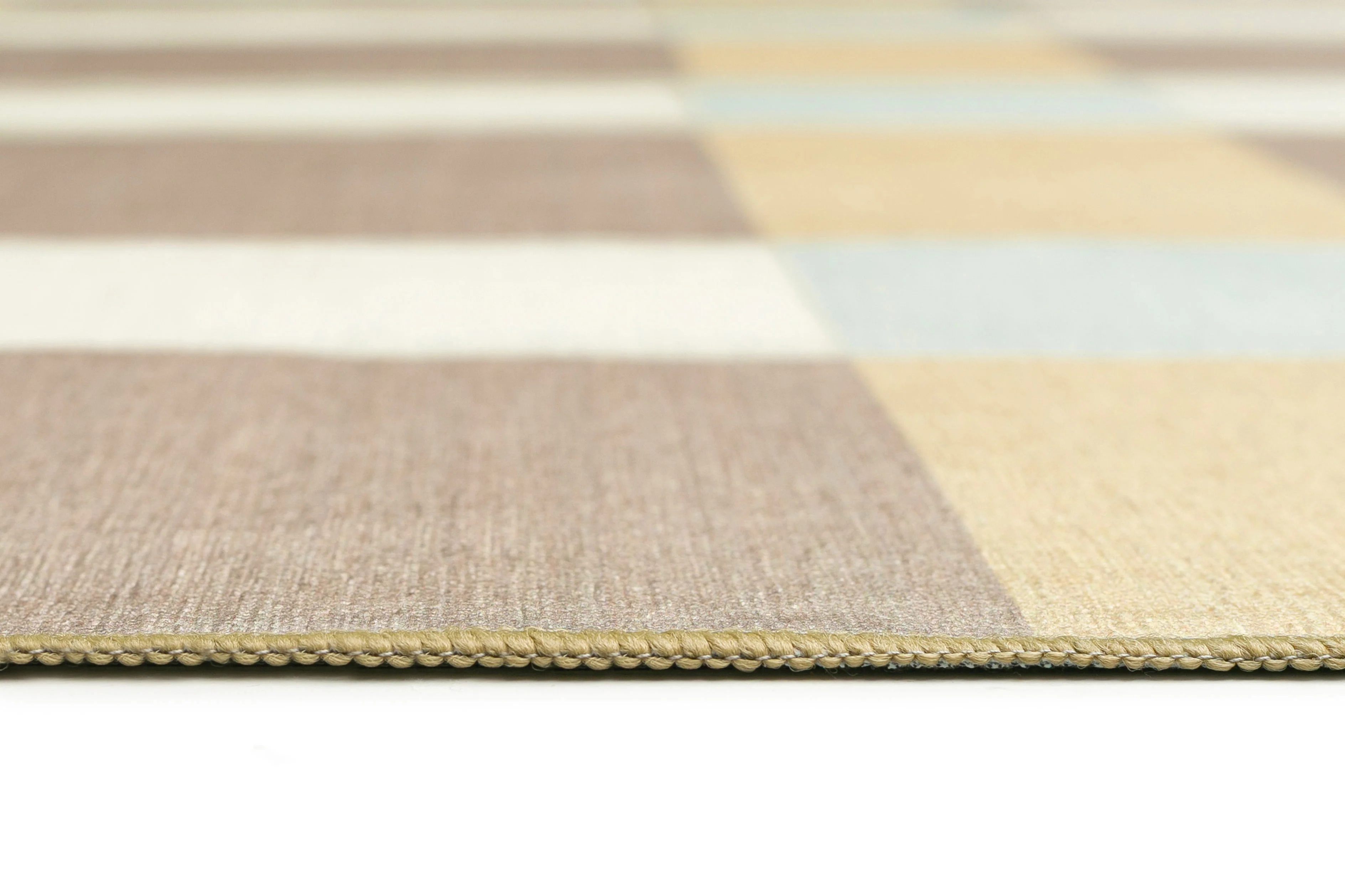Nice Beige Sand and Sky Blue Checkered Indoor Outdoor Rug - Image 11