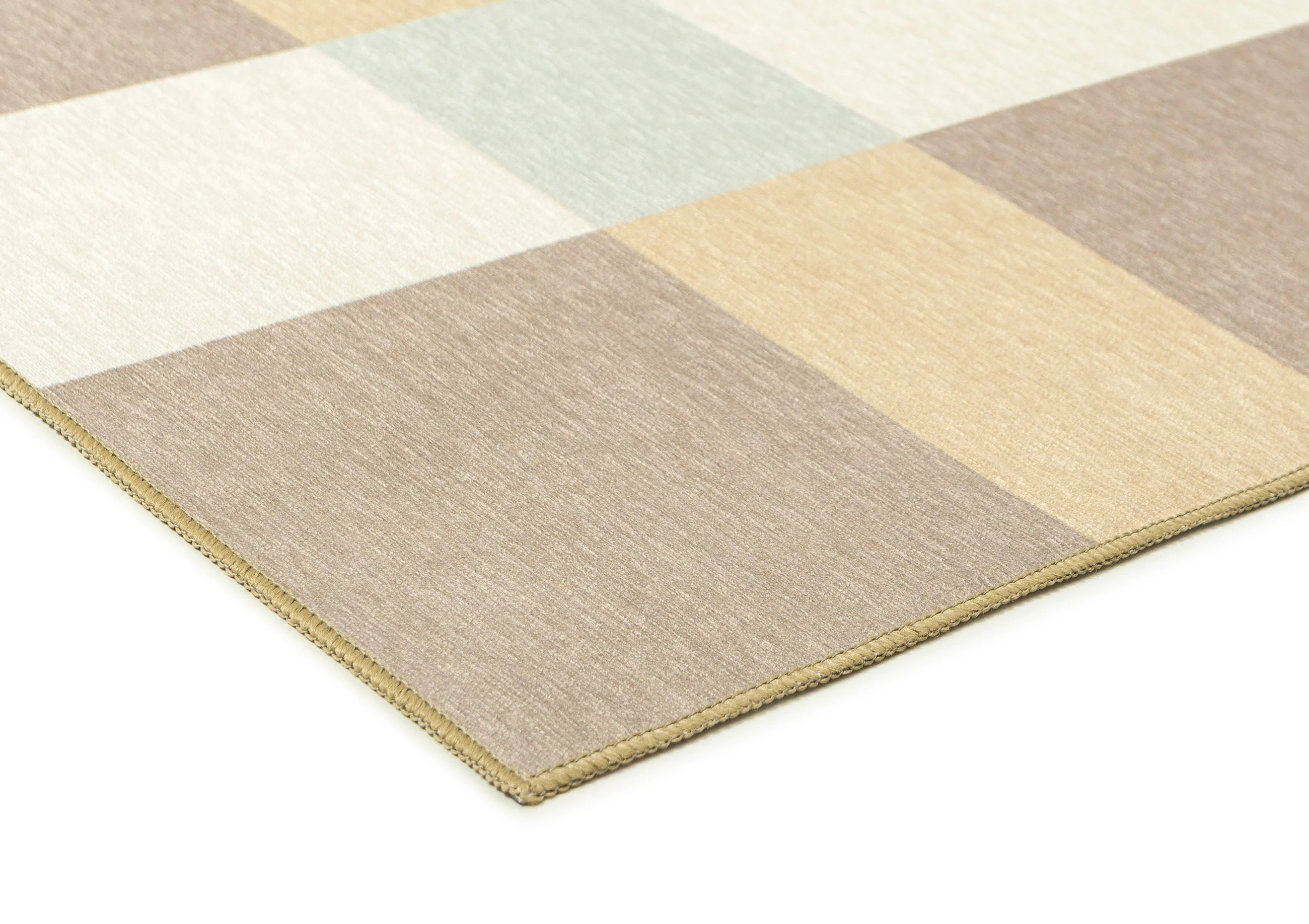 Nice Beige Sand and Sky Blue Checkered Indoor Outdoor Rug - Image 7