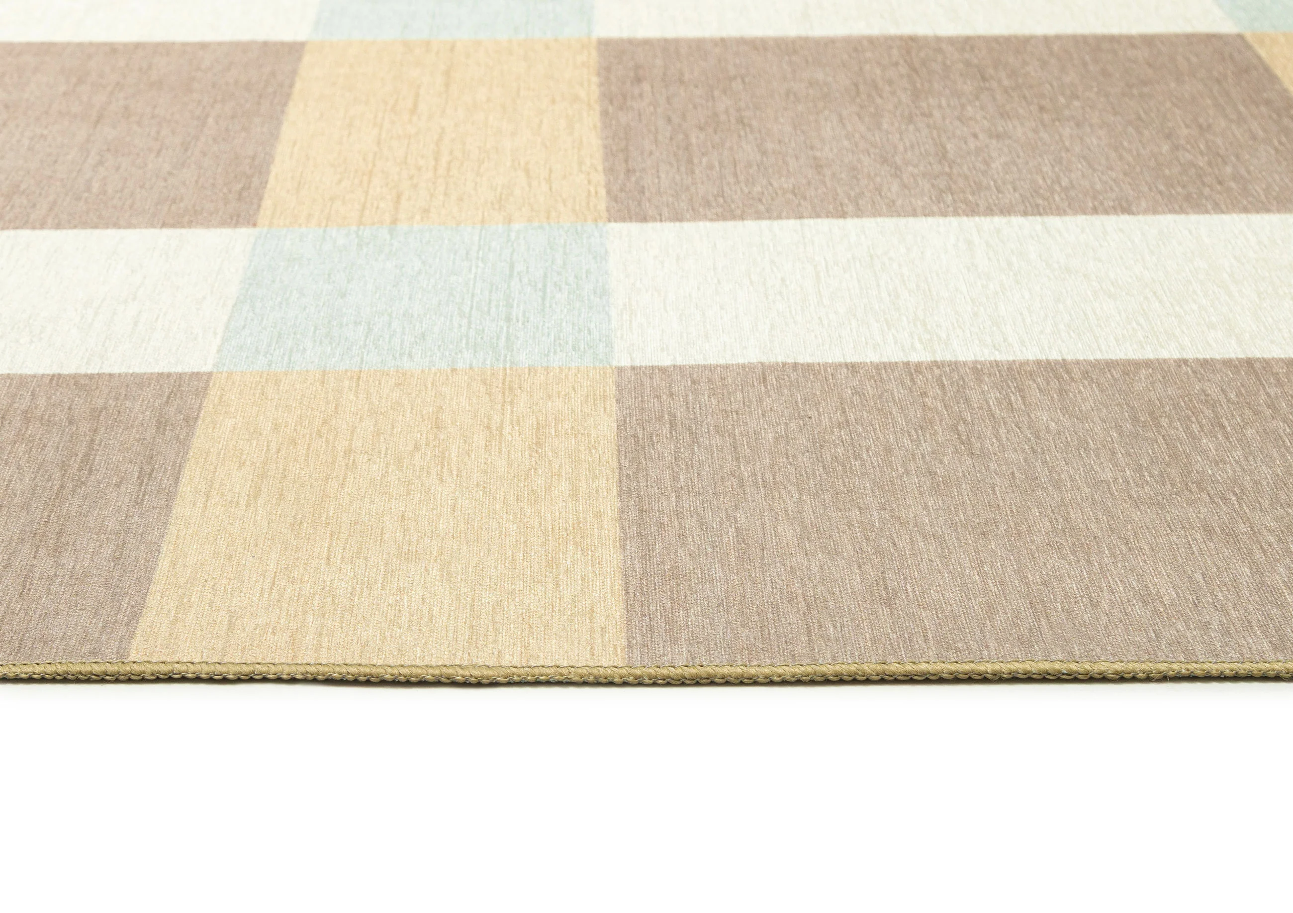 Nice Beige Sand and Sky Blue Checkered Indoor Outdoor Rug - Image 8