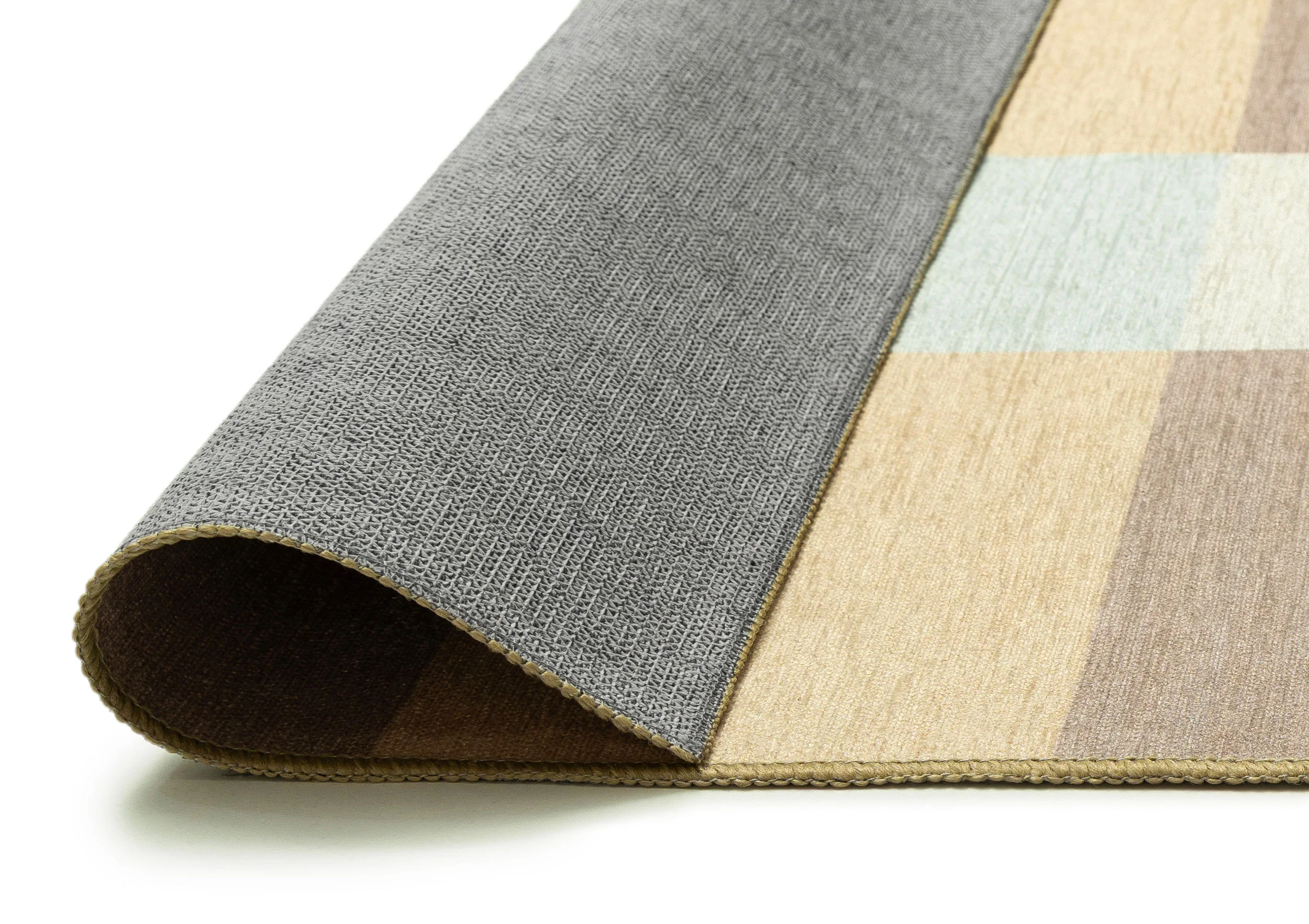 Nice Beige Sand and Sky Blue Checkered Indoor Outdoor Rug - Image 9