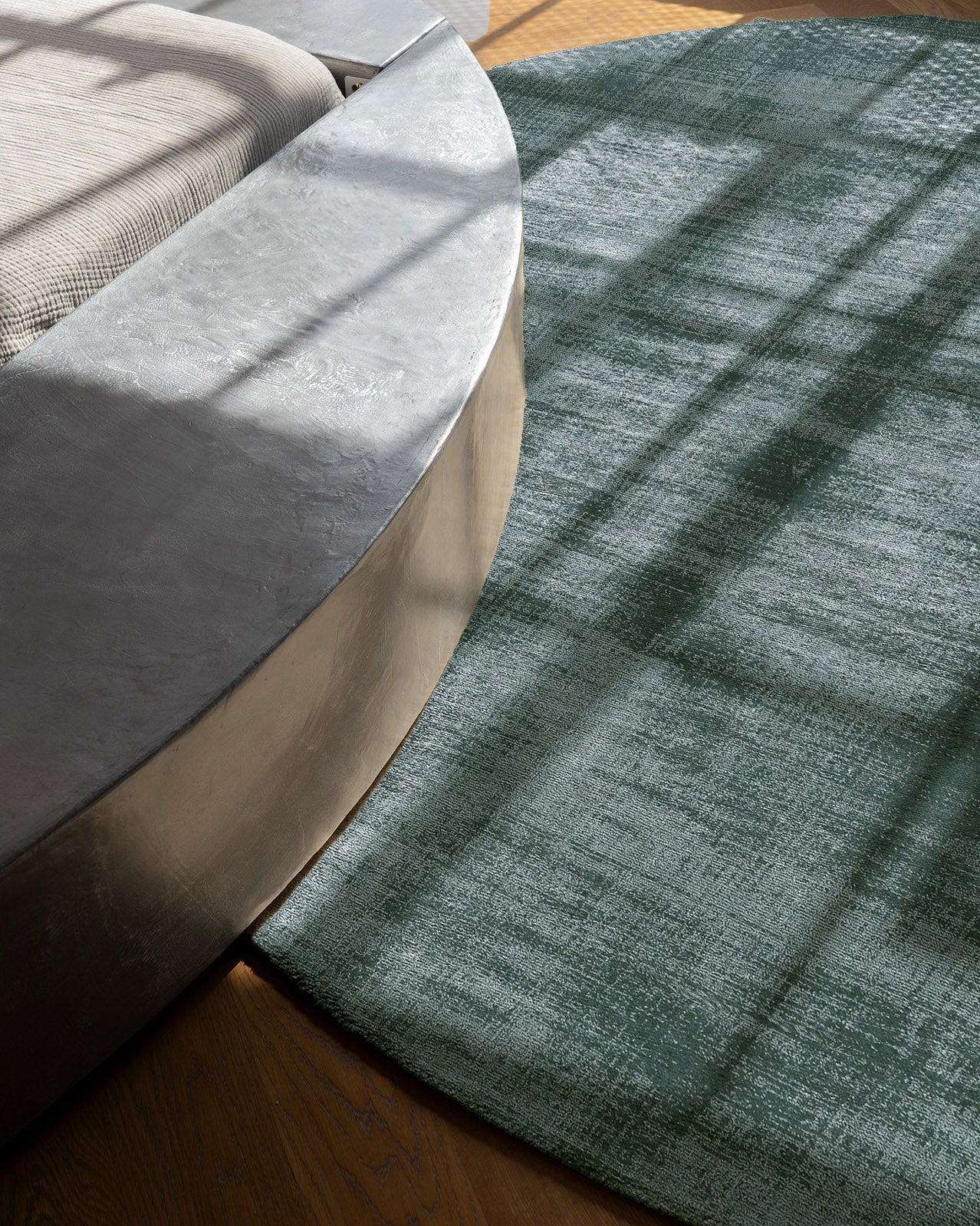 Nico Turquoise Handwoven Round Rug - Image 2