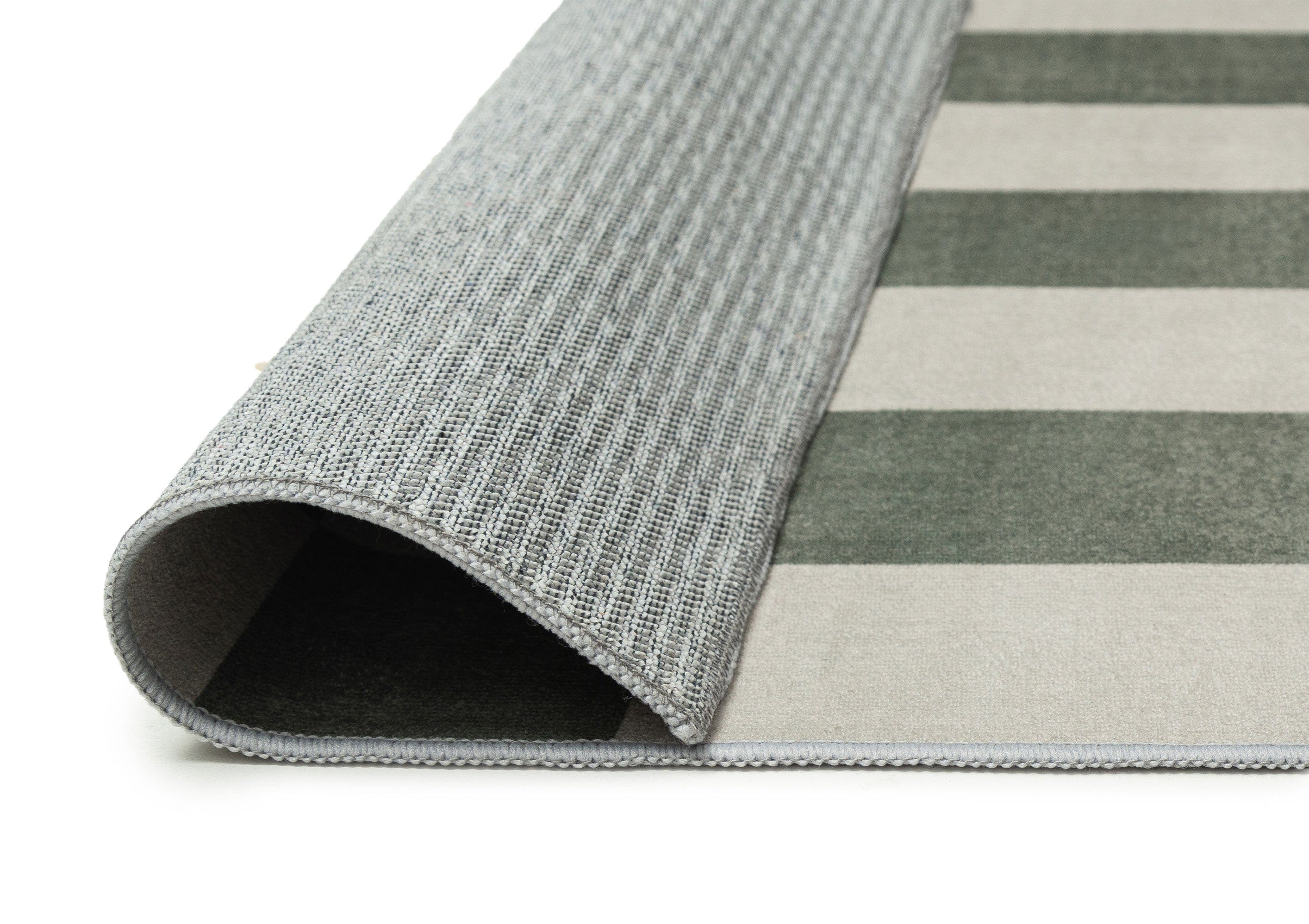 Nicolette Green and White Checkered and Striped Washable Rug - Image 8