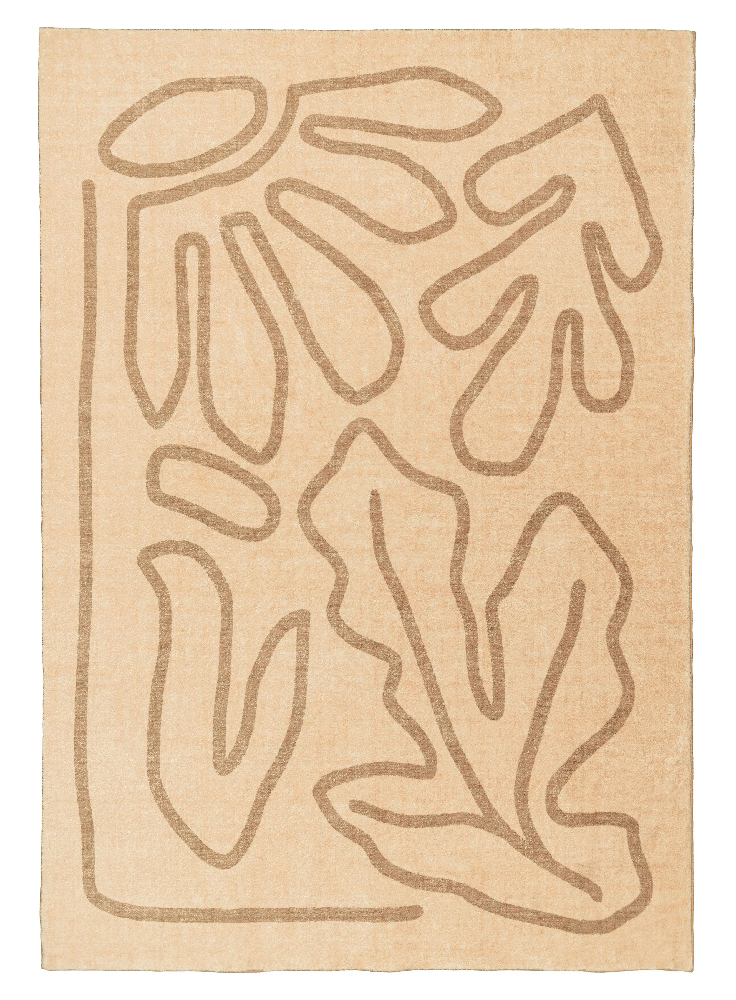 Nihal Beige Hand Drawn Washable Rug
