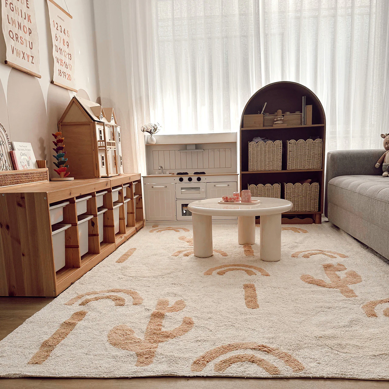 Nikita Peach Brown Desert Cotton Washable Rug - Image 3