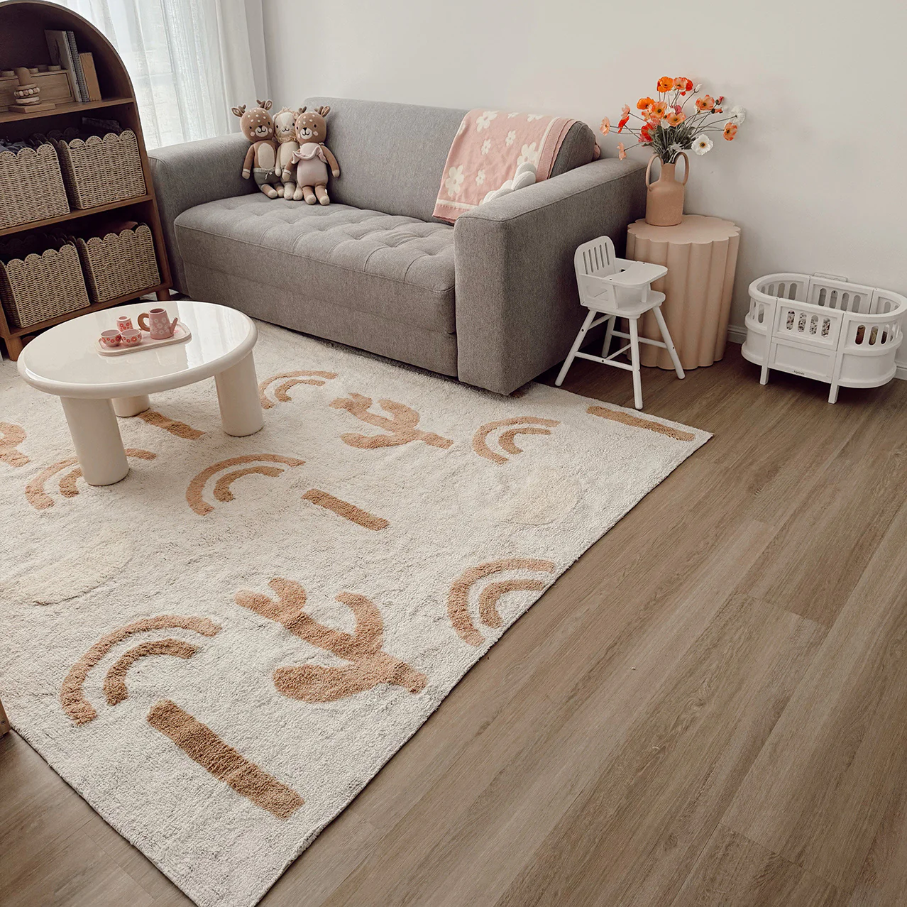 Nikita Peach Brown Desert Cotton Washable Rug - Image 4