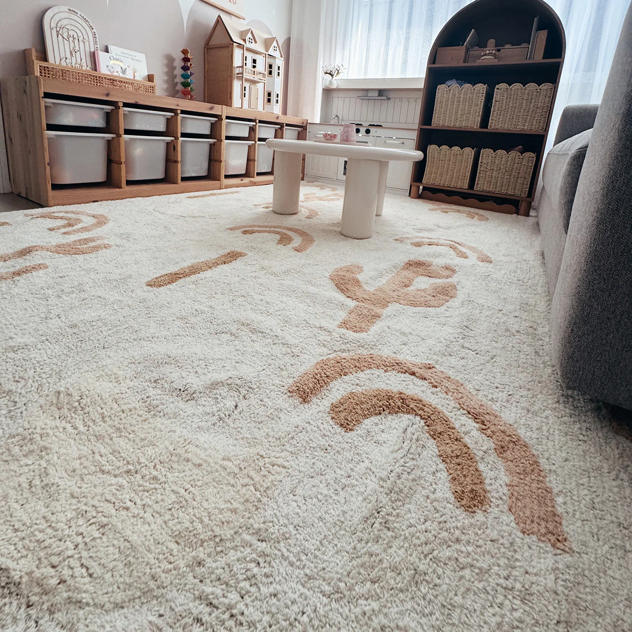 Nikita Peach Brown Desert Cotton Washable Rug - Image 5
