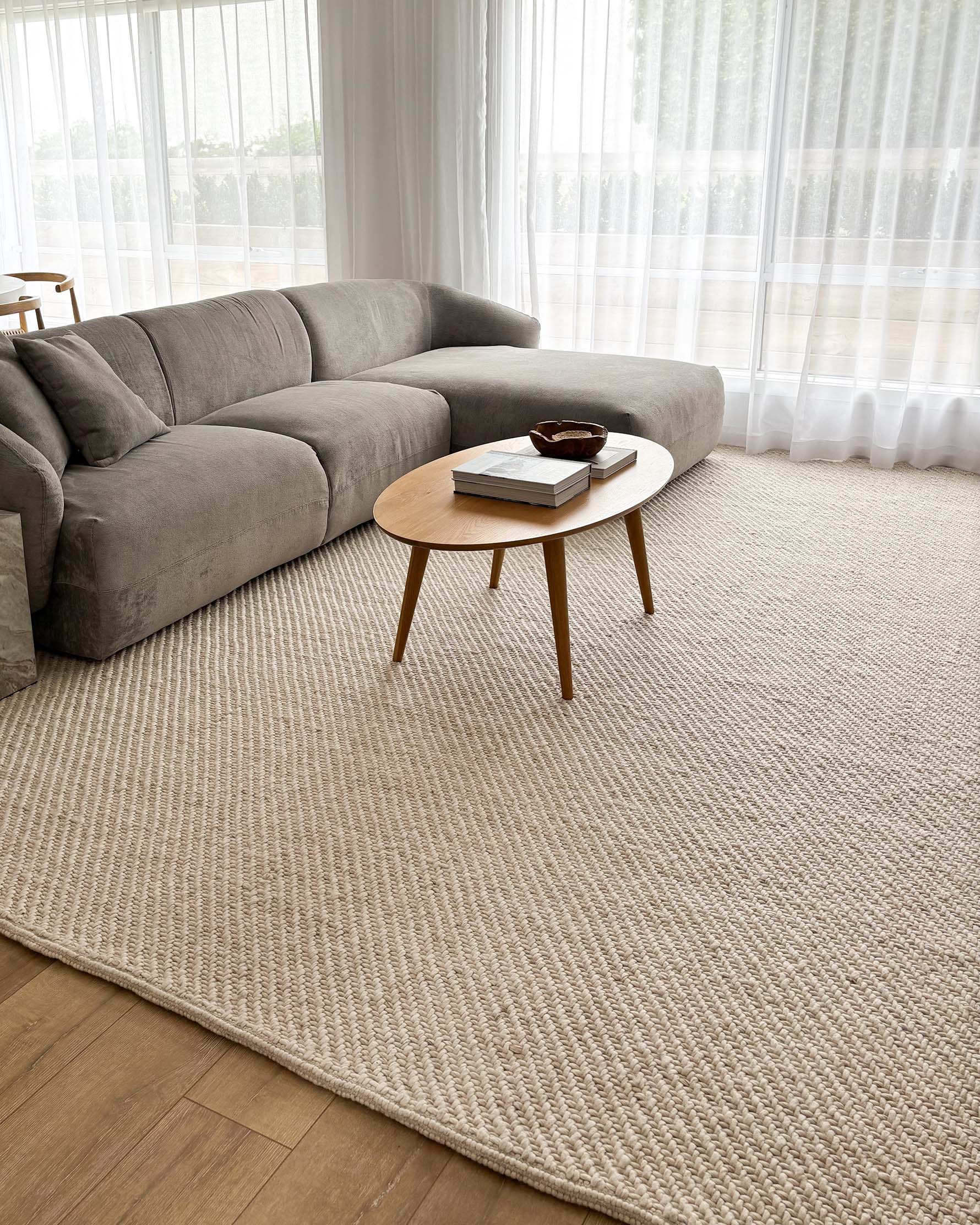 Noemie Cream and Beige Chunky Wool Rug - Image 11