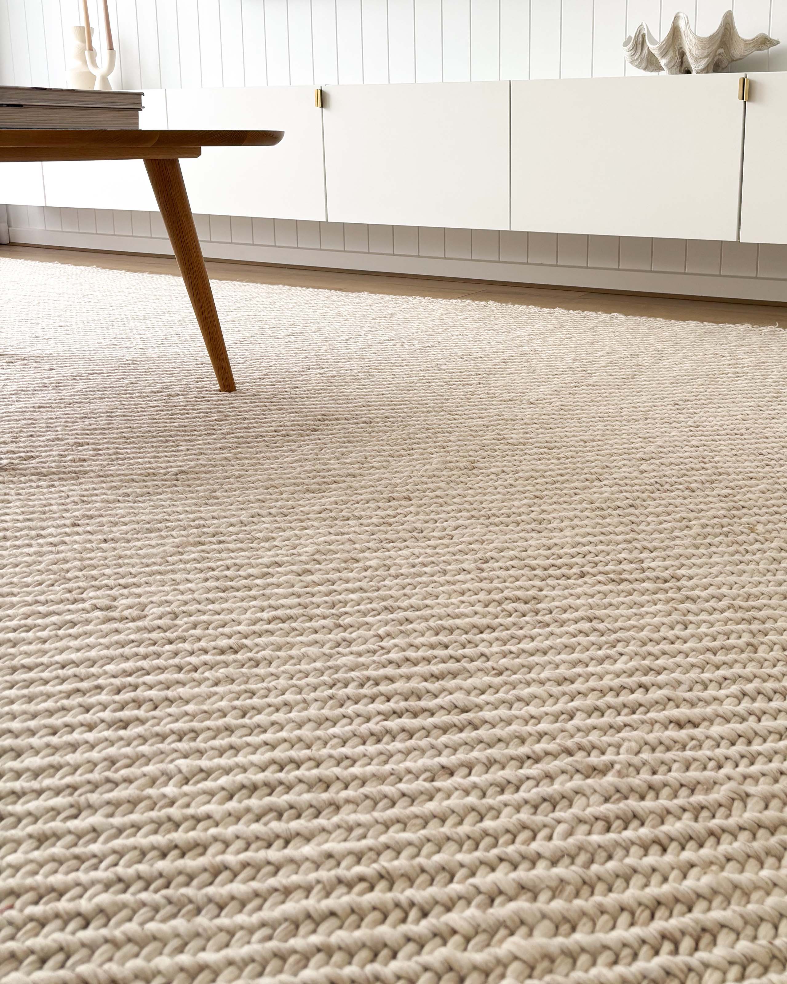 Noemie Cream and Beige Chunky Wool Rug - Image 9