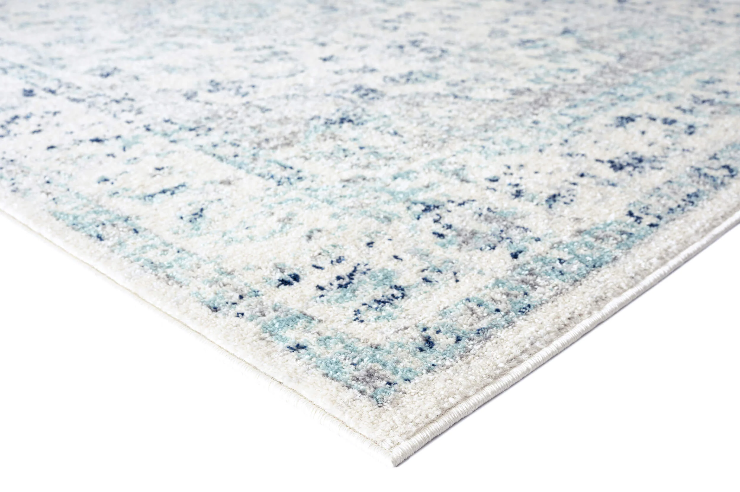 Noor Blue and Ivory Traditional Distressed Runner Rug - Image 2