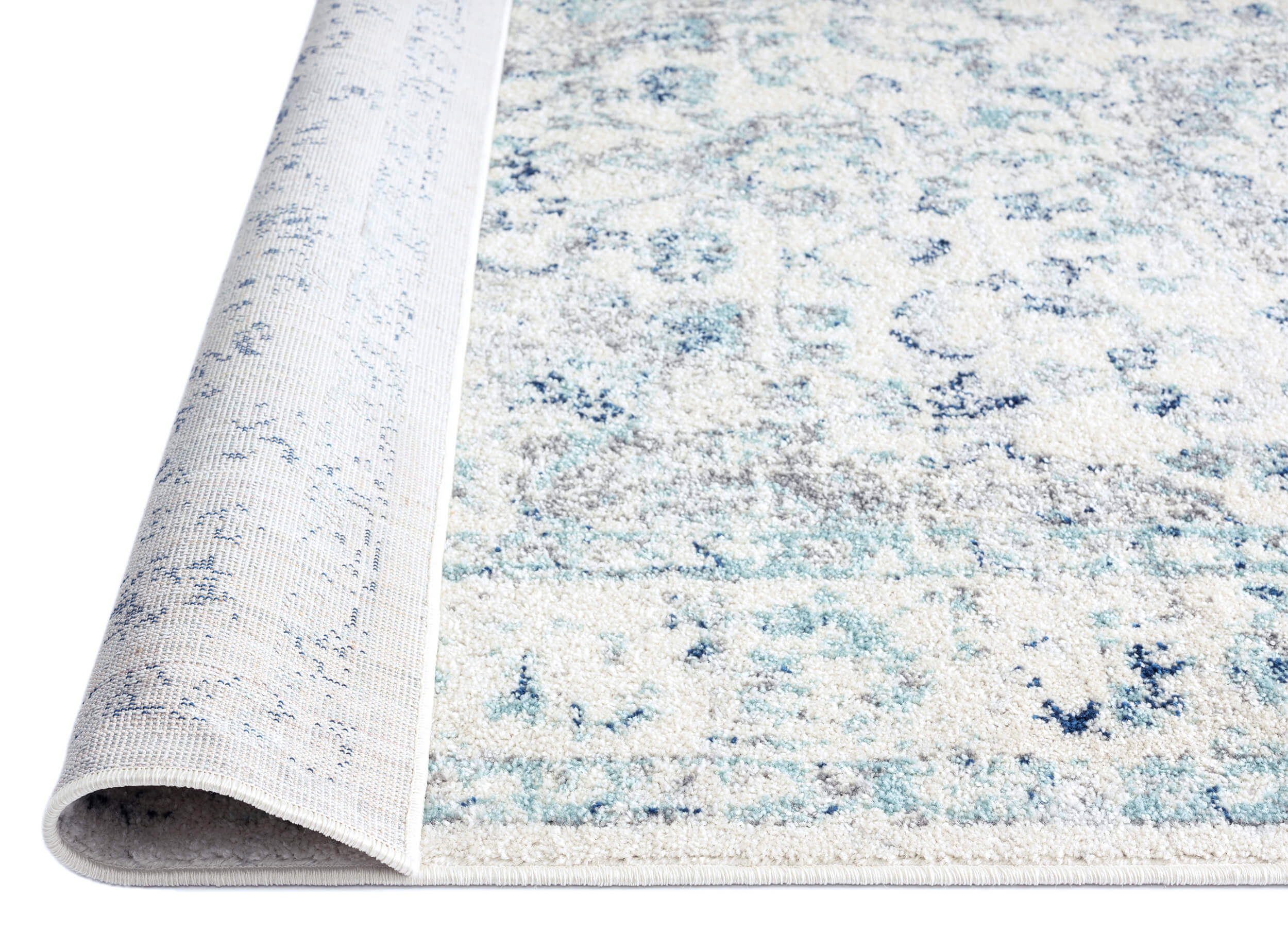 Noor Blue and Ivory Traditional Distressed Runner Rug - Image 4