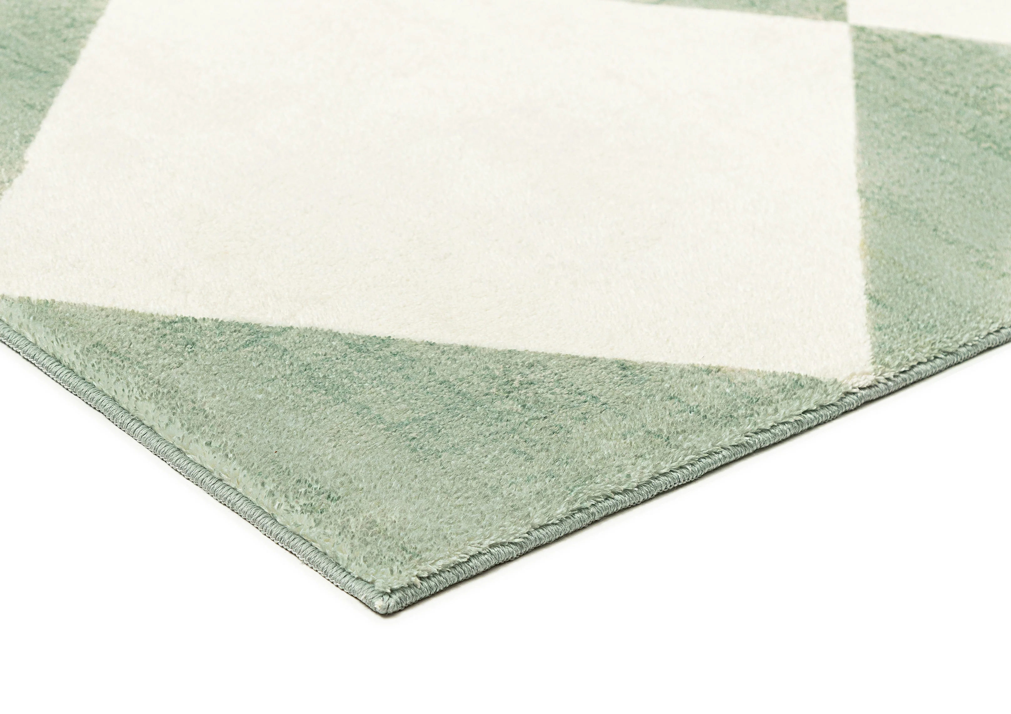 Octavia Green Cream Checkered Washable Rug - Image 17