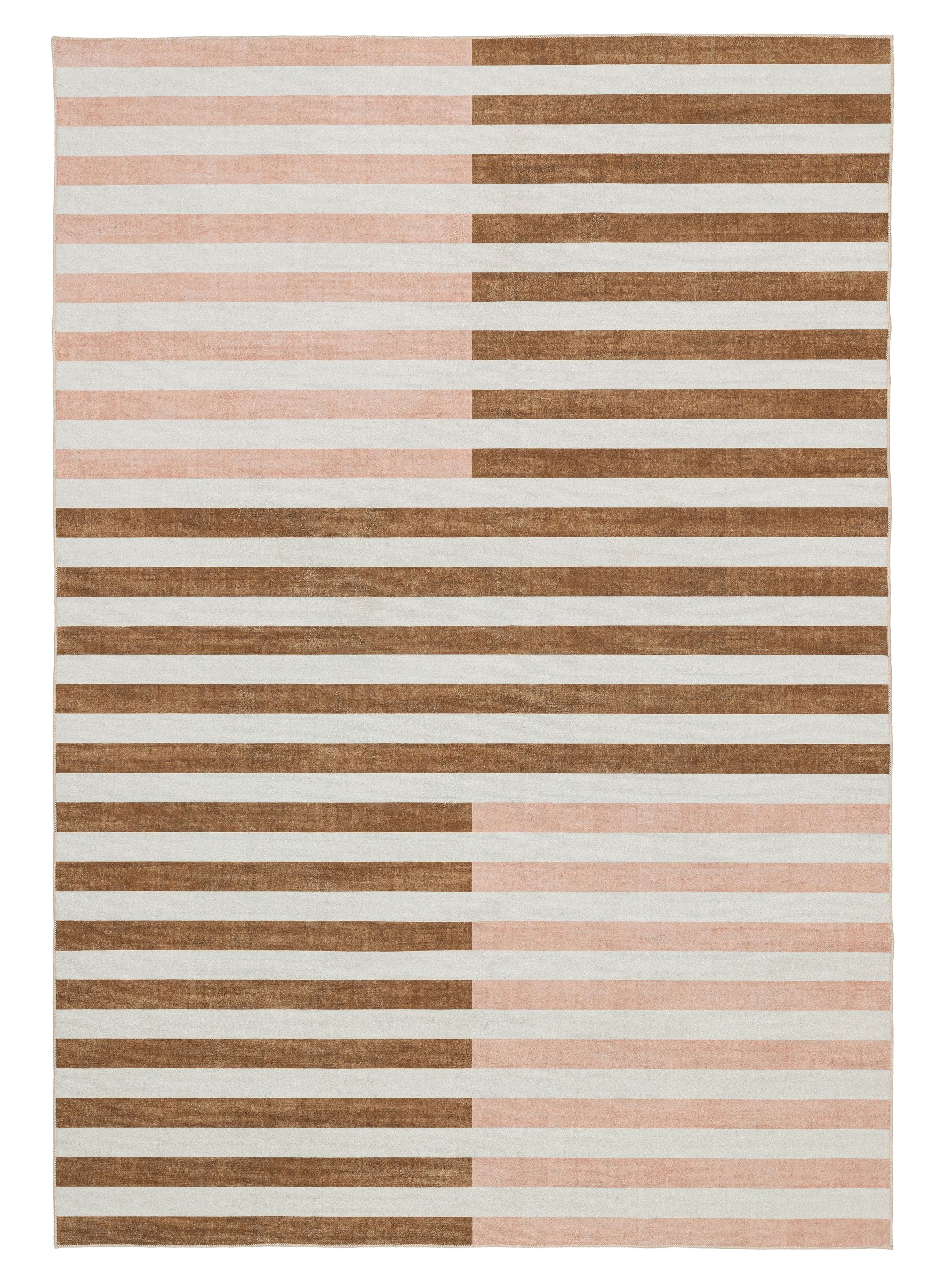 Okino Pink and Brown Washable Rug