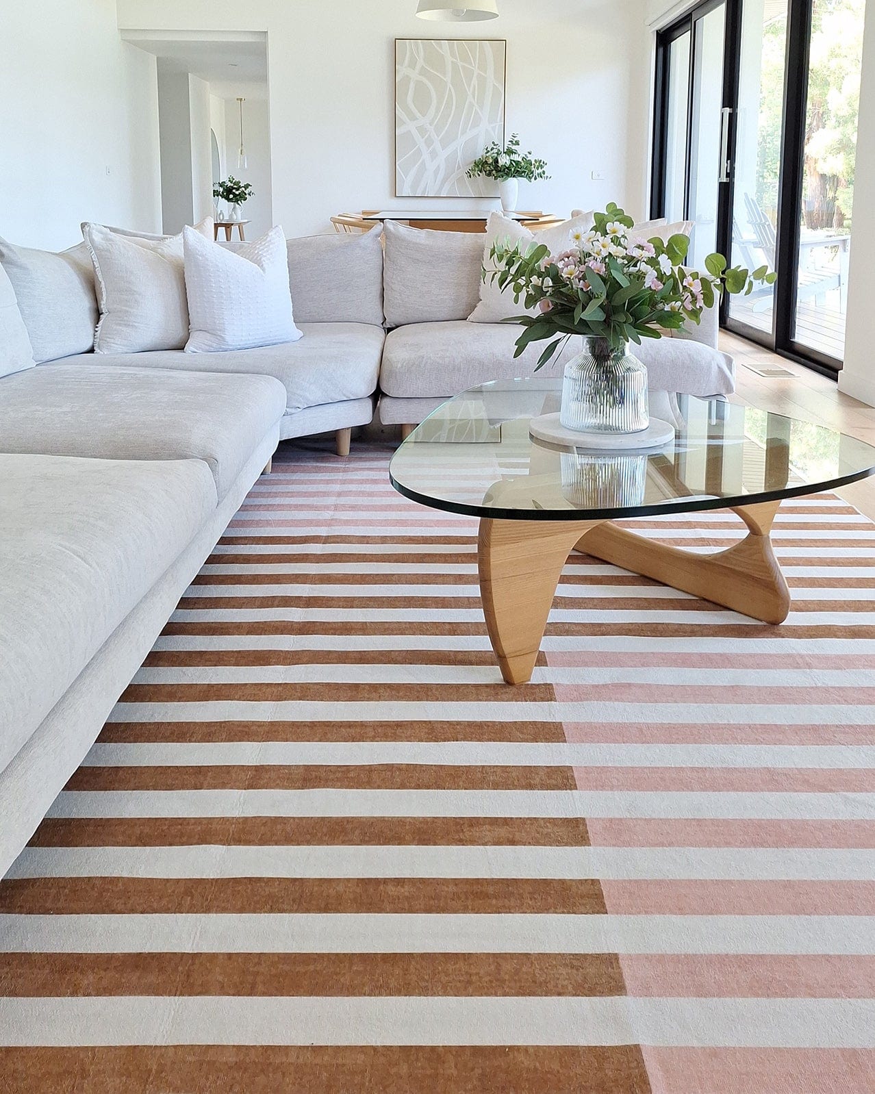 Okino Pink and Brown Washable Rug - Image 2