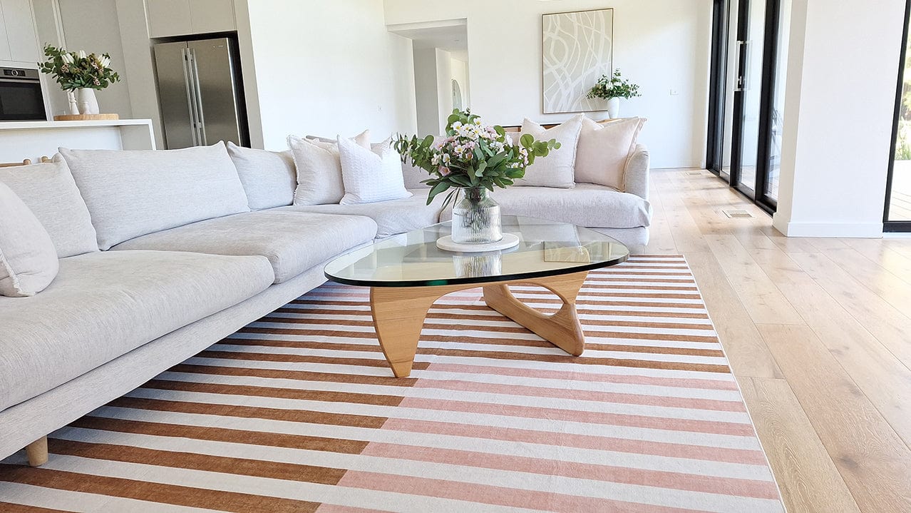 Okino Pink and Brown Washable Rug - Image 3