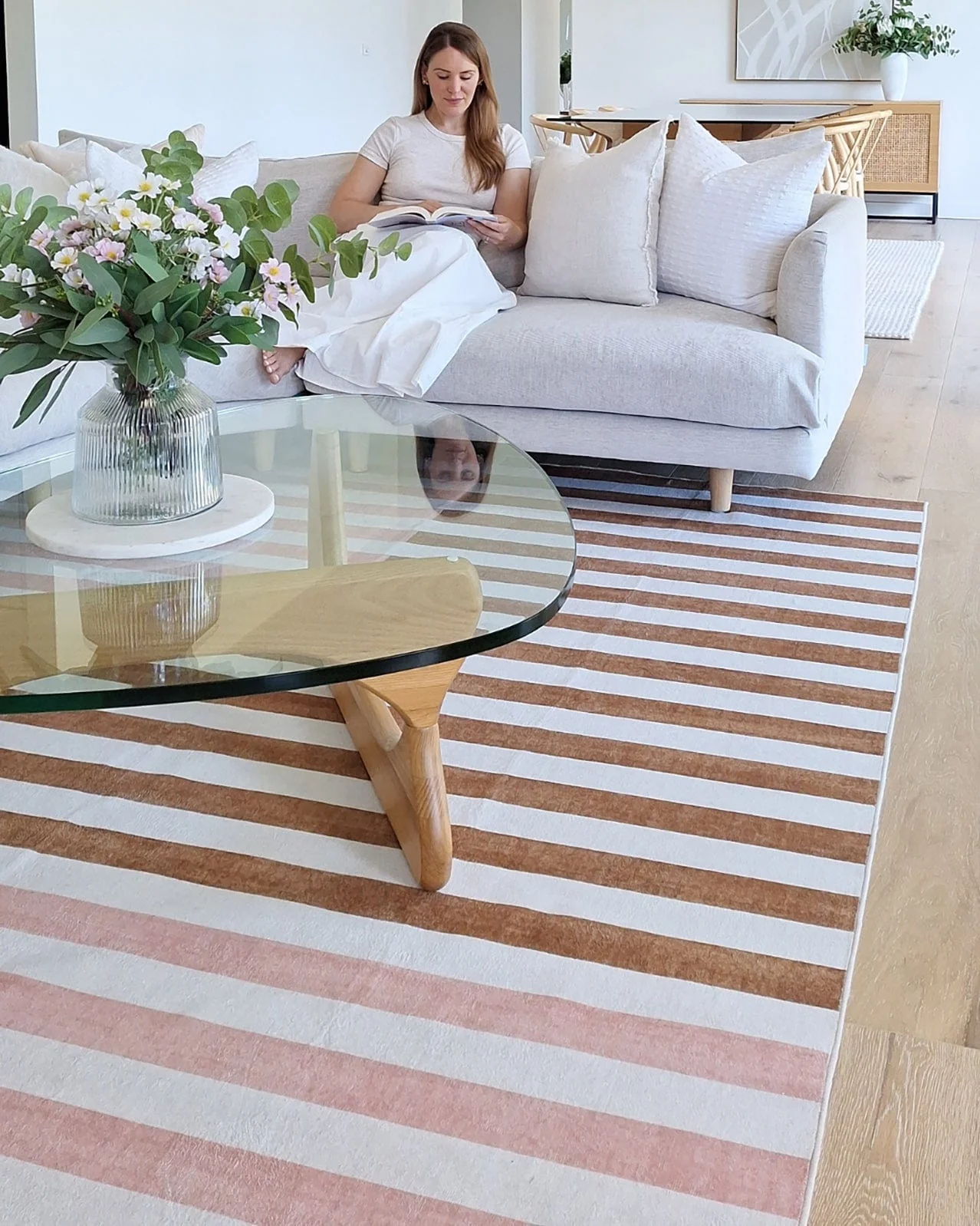Okino Pink and Brown Washable Rug - Image 4