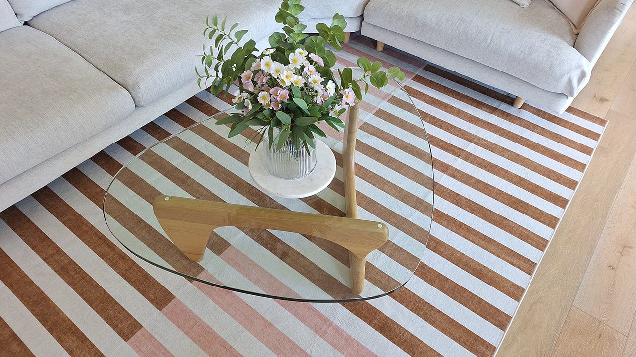 Okino Pink and Brown Washable Rug - Image 6