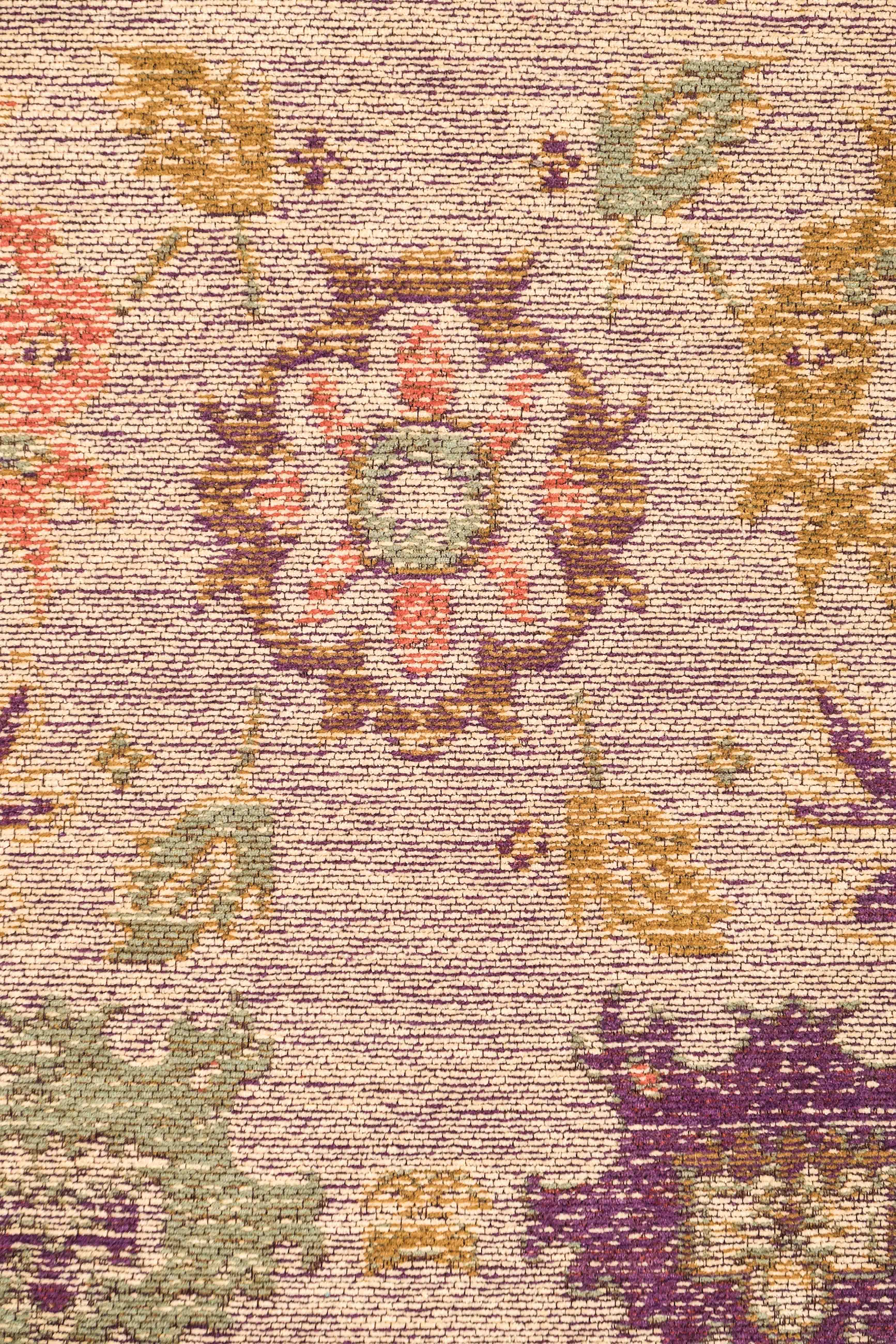 Olivia Boho Beige Purple and Coral Round Rug - Image 5