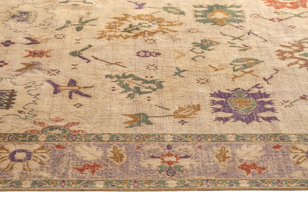 Olivia Boho Traditional Beige Purple and Coral Rug - Image 7
